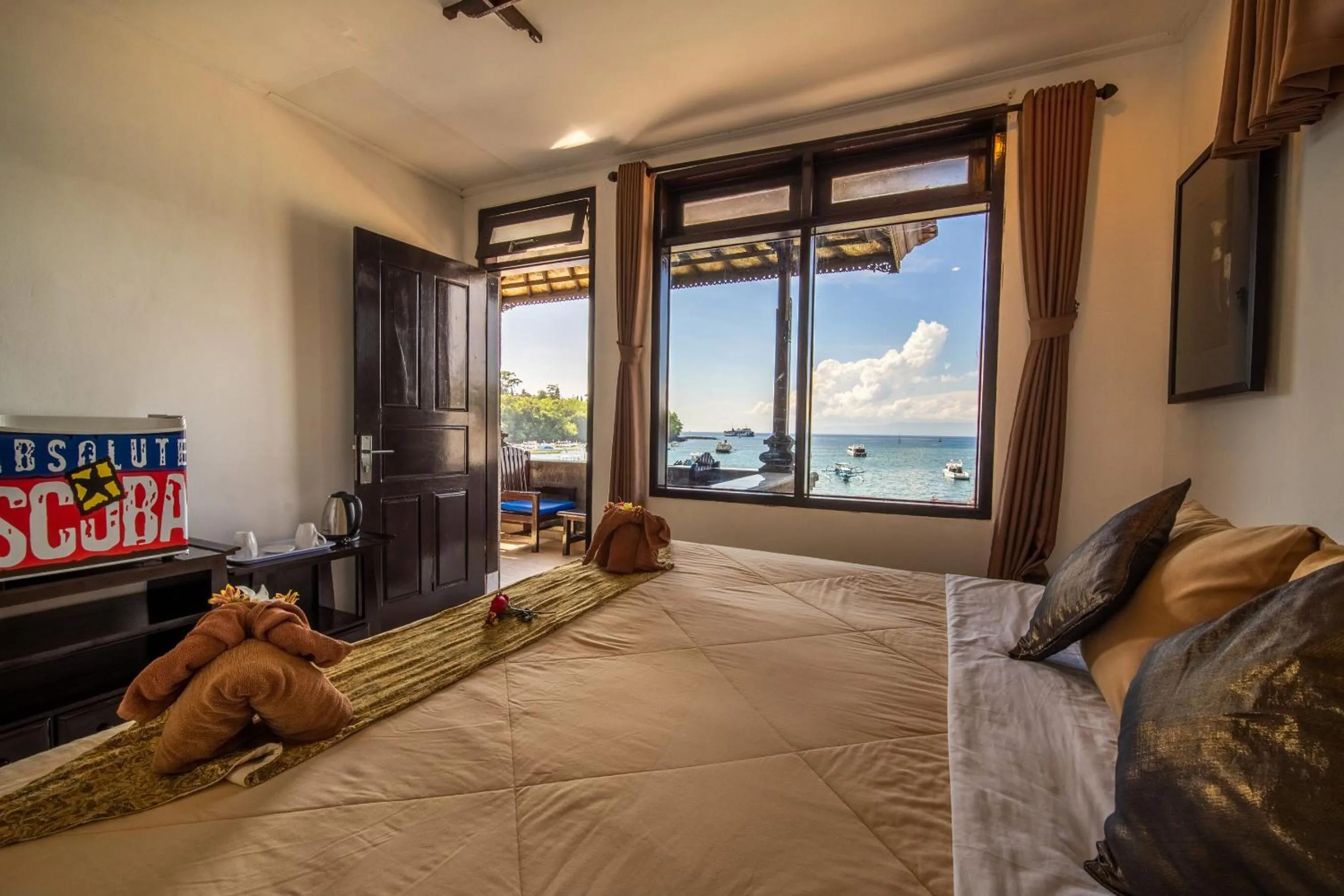 Sea view, Bed in Absolute Scuba Bali Dive Resort