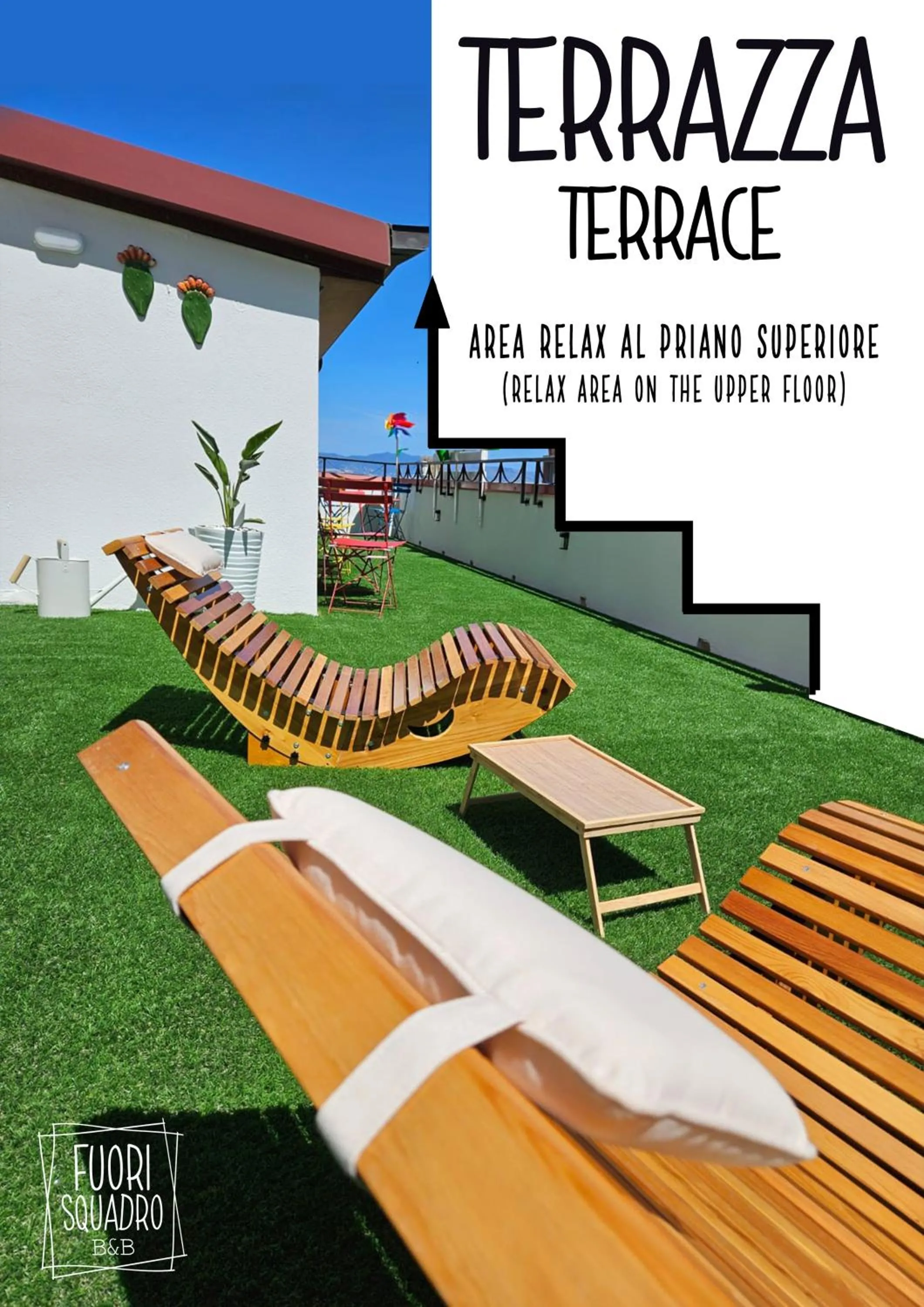 Balcony/Terrace in B&B Fuori Squadro - In Centro Città - Terrazza Relax vista Mare