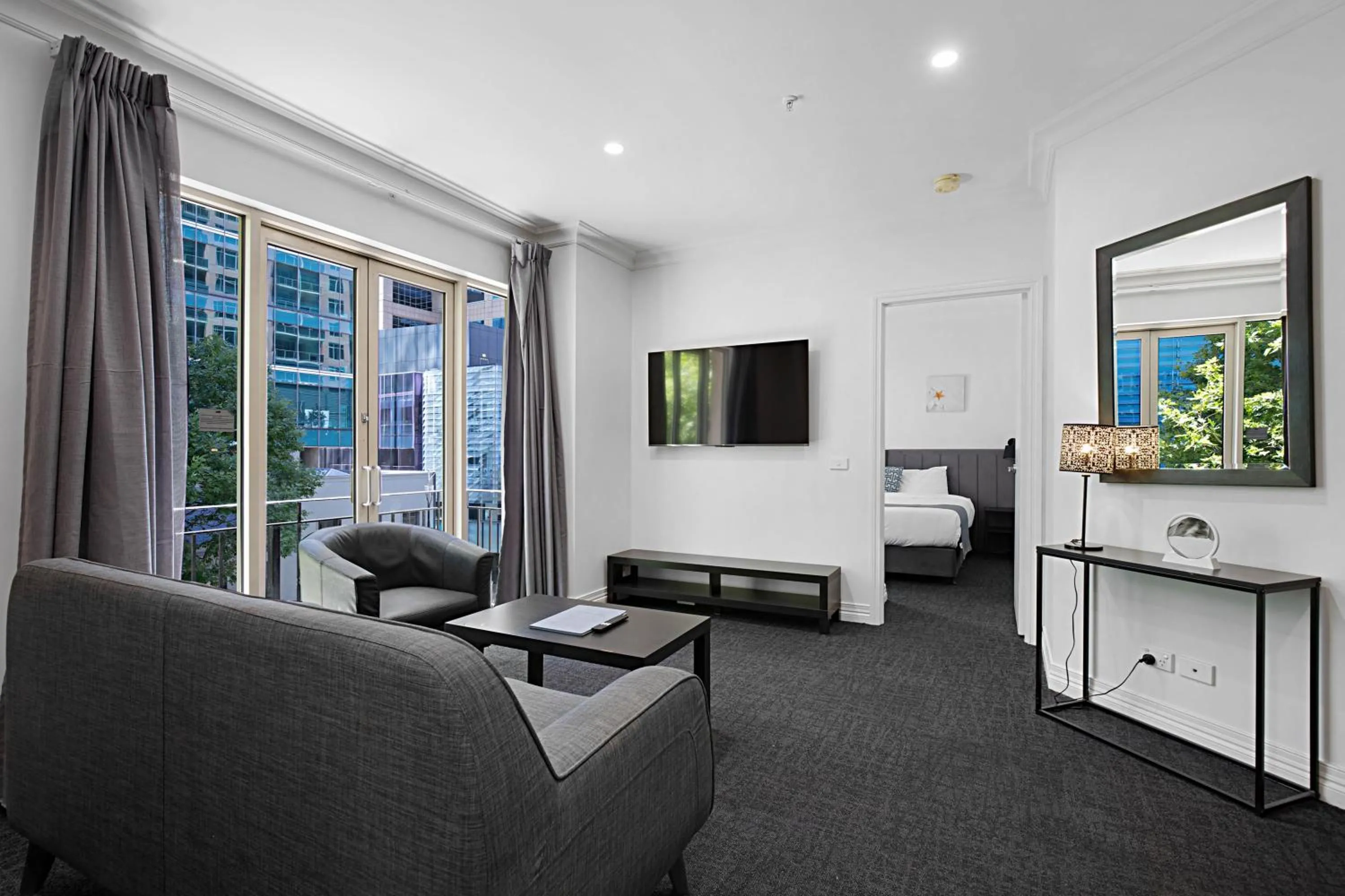 Living room in Comfort Apartments Melbourne Central