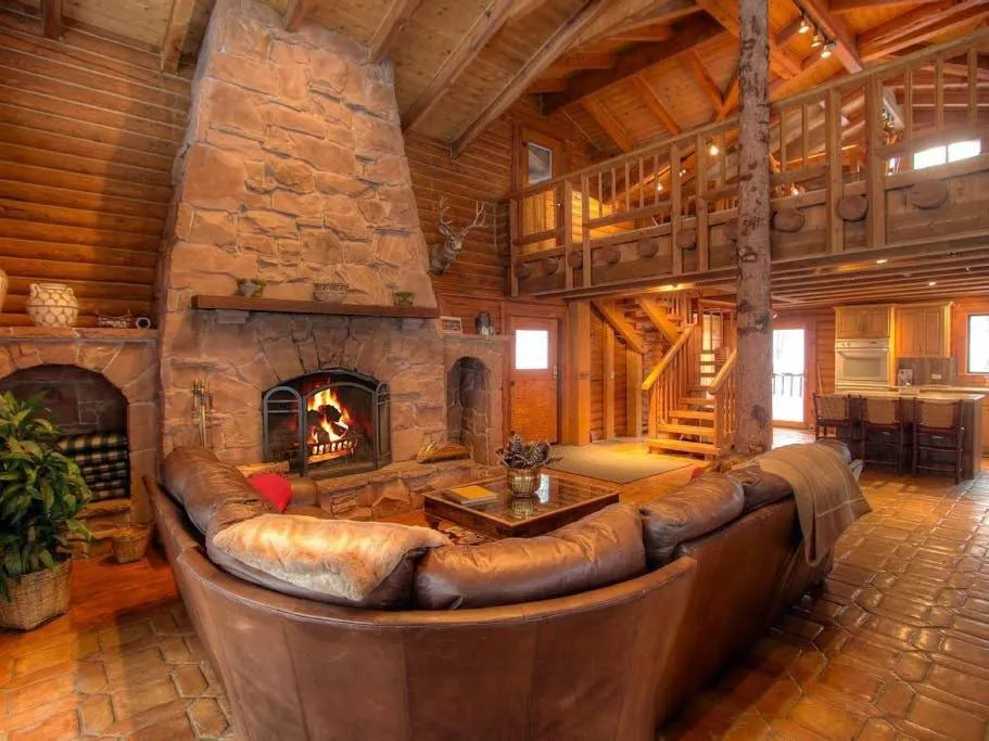 Living room in Log Cabin On The Stream Sundance, Utah