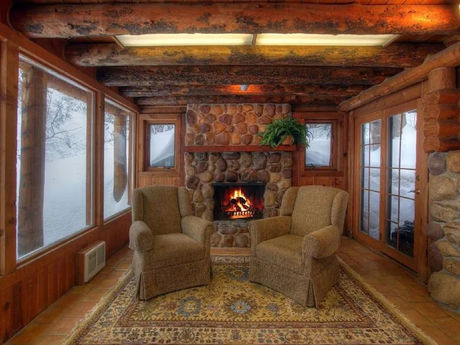 Seating area in Log Cabin On The Stream Sundance, Utah
