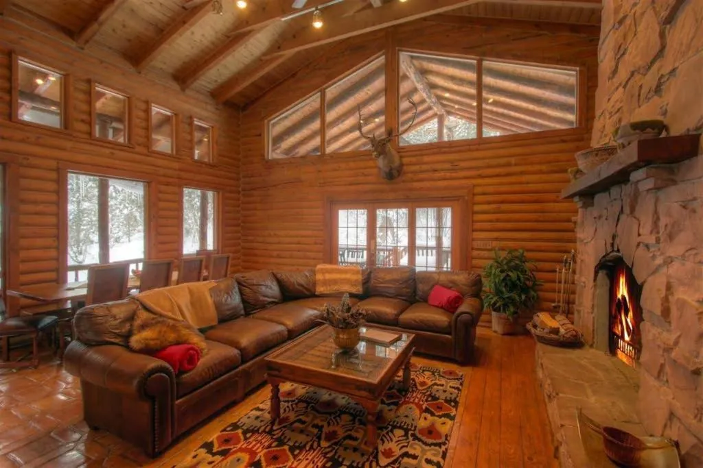 Living room in Log Cabin On The Stream Sundance, Utah