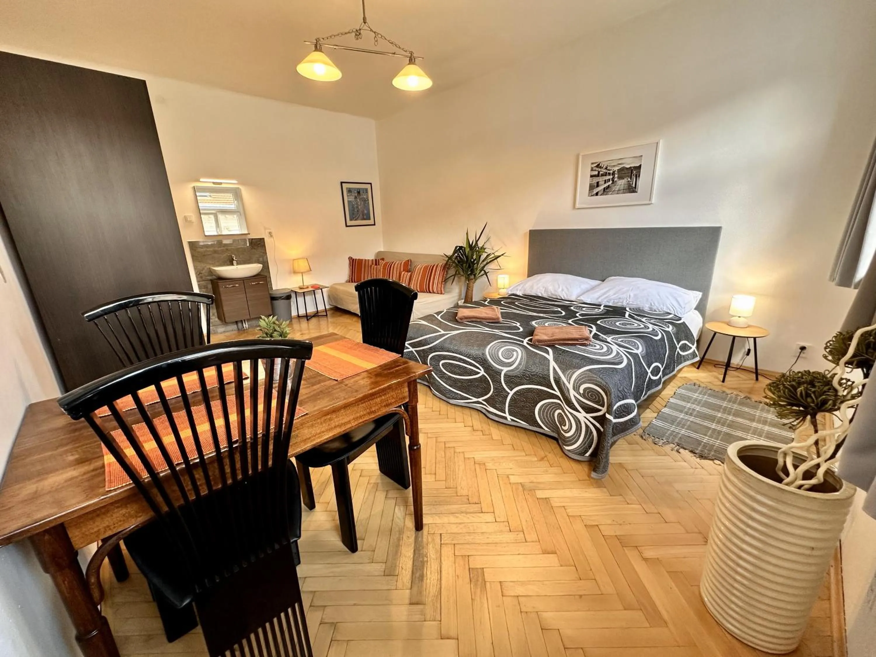 Living room, Bed in Pension SKLEP