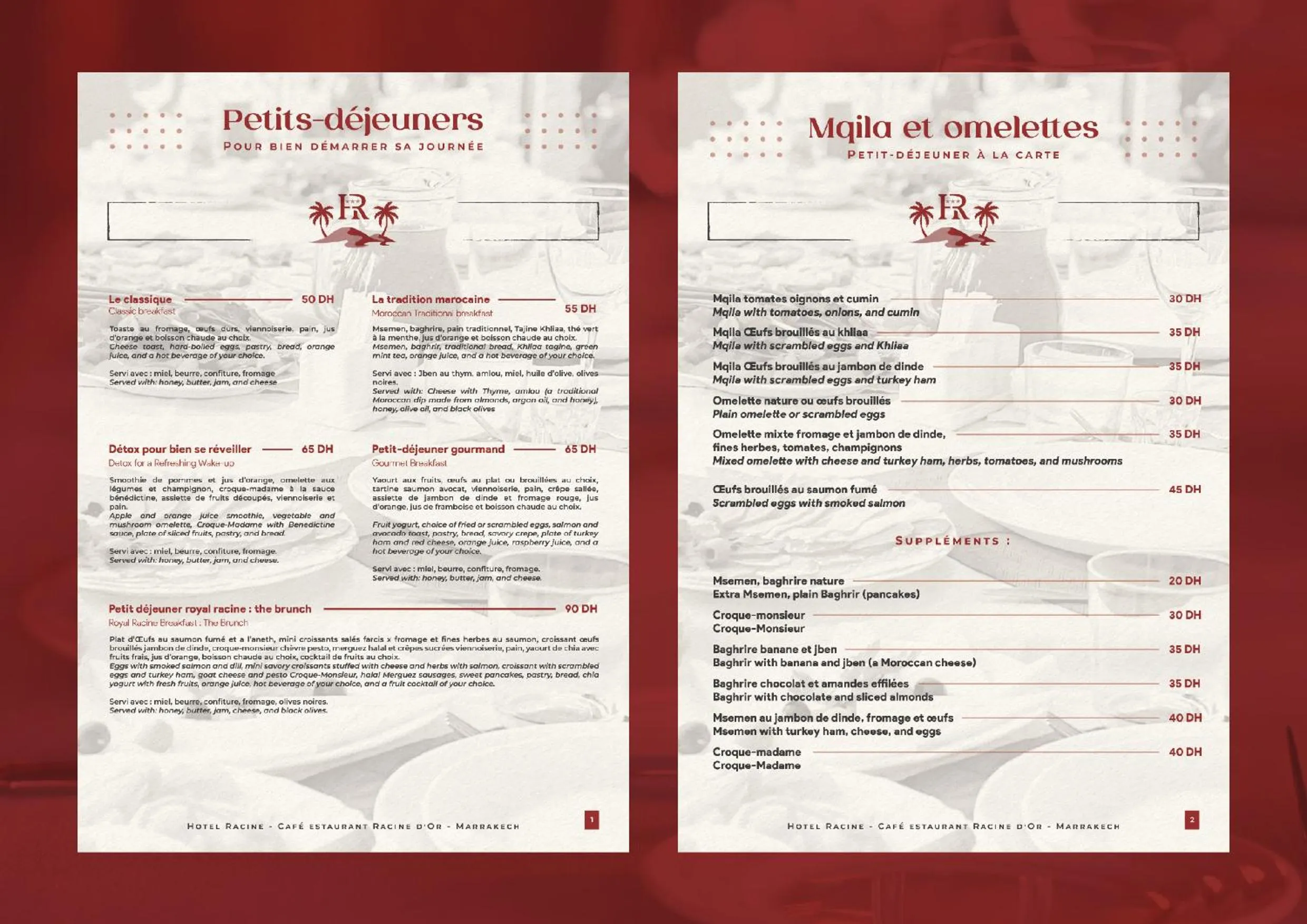 Restaurant/places to eat in Hôtel Racine