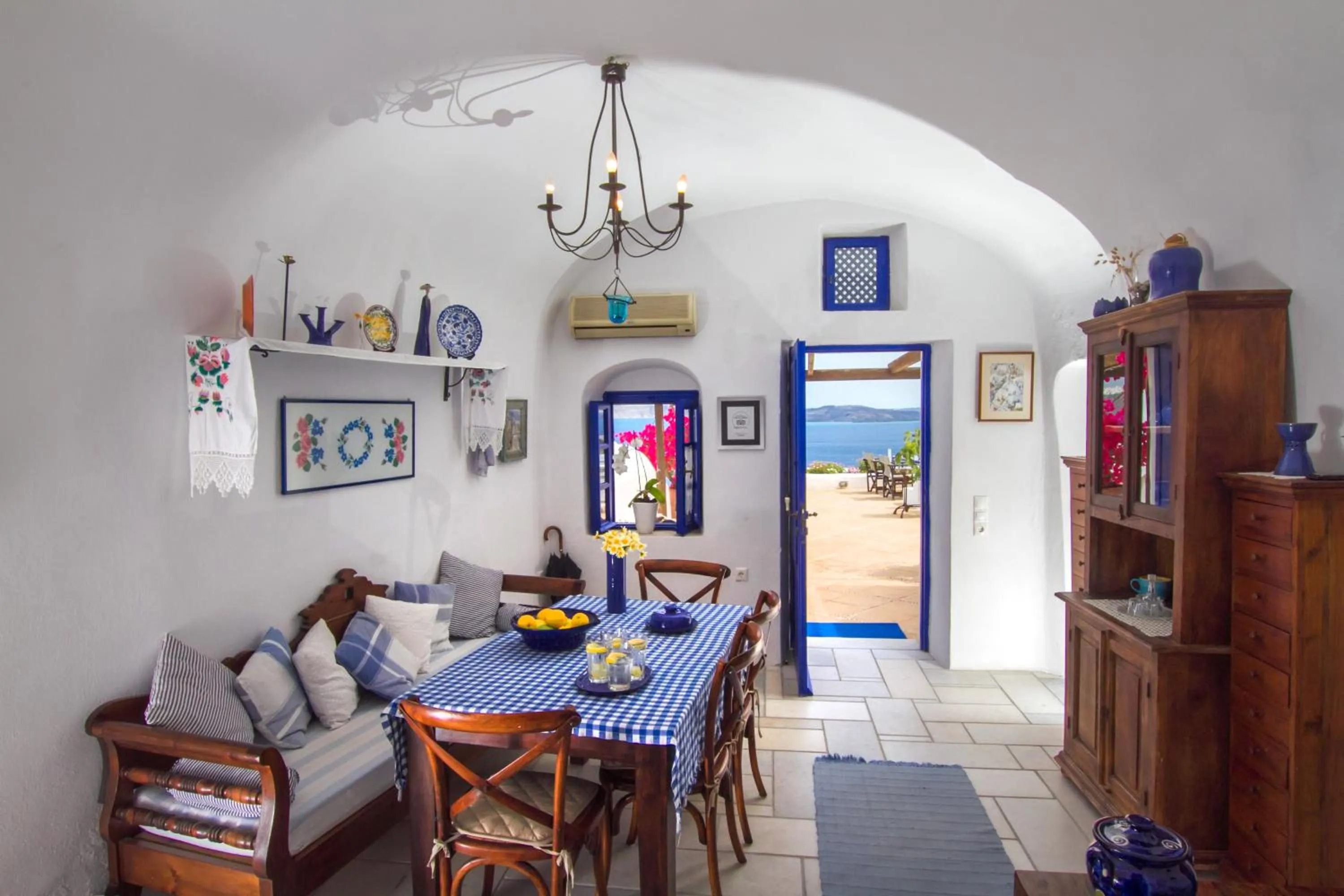 Seating area in Ifestio Villas Oia