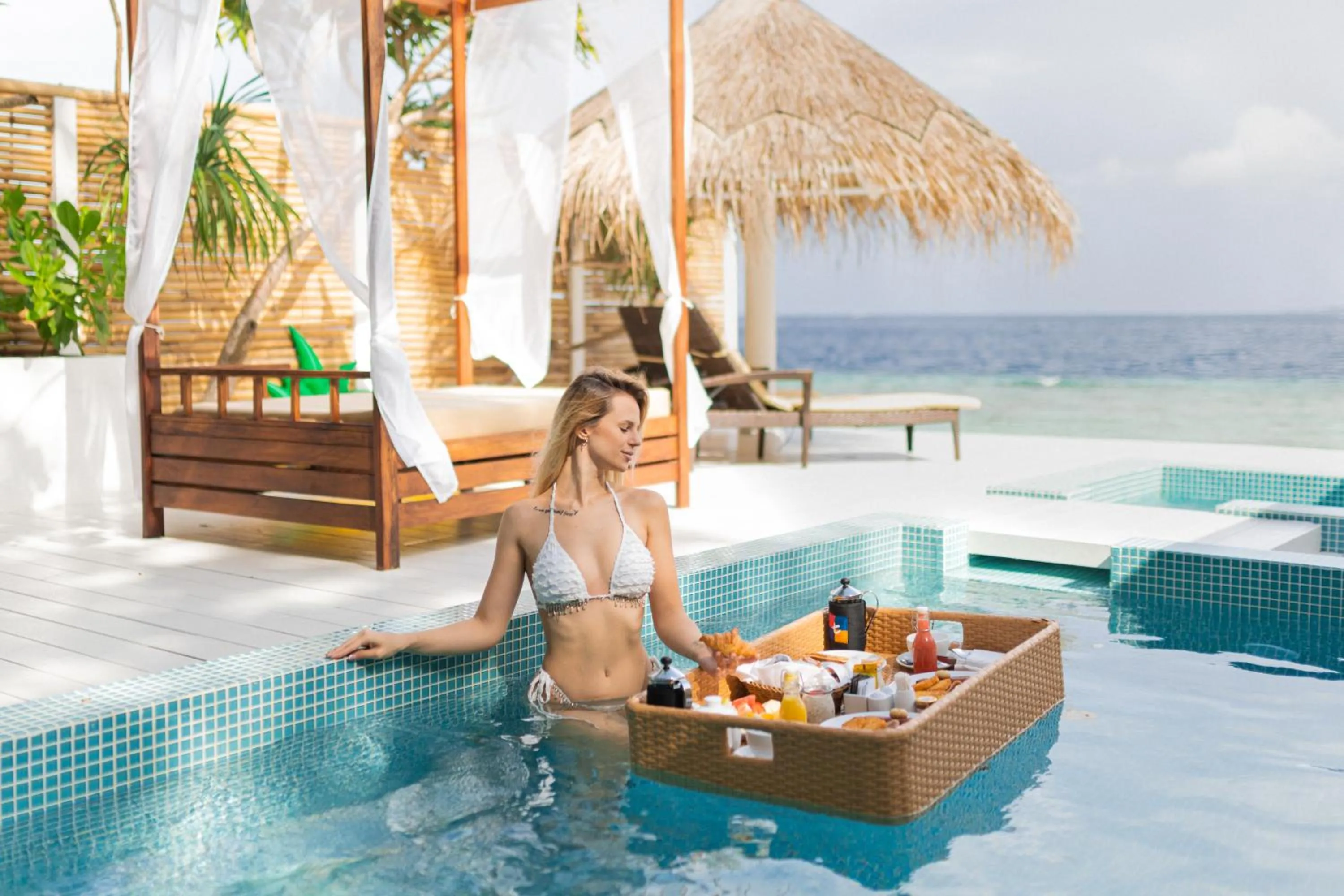 Pool view in Malahini Kuda Bandos Resort