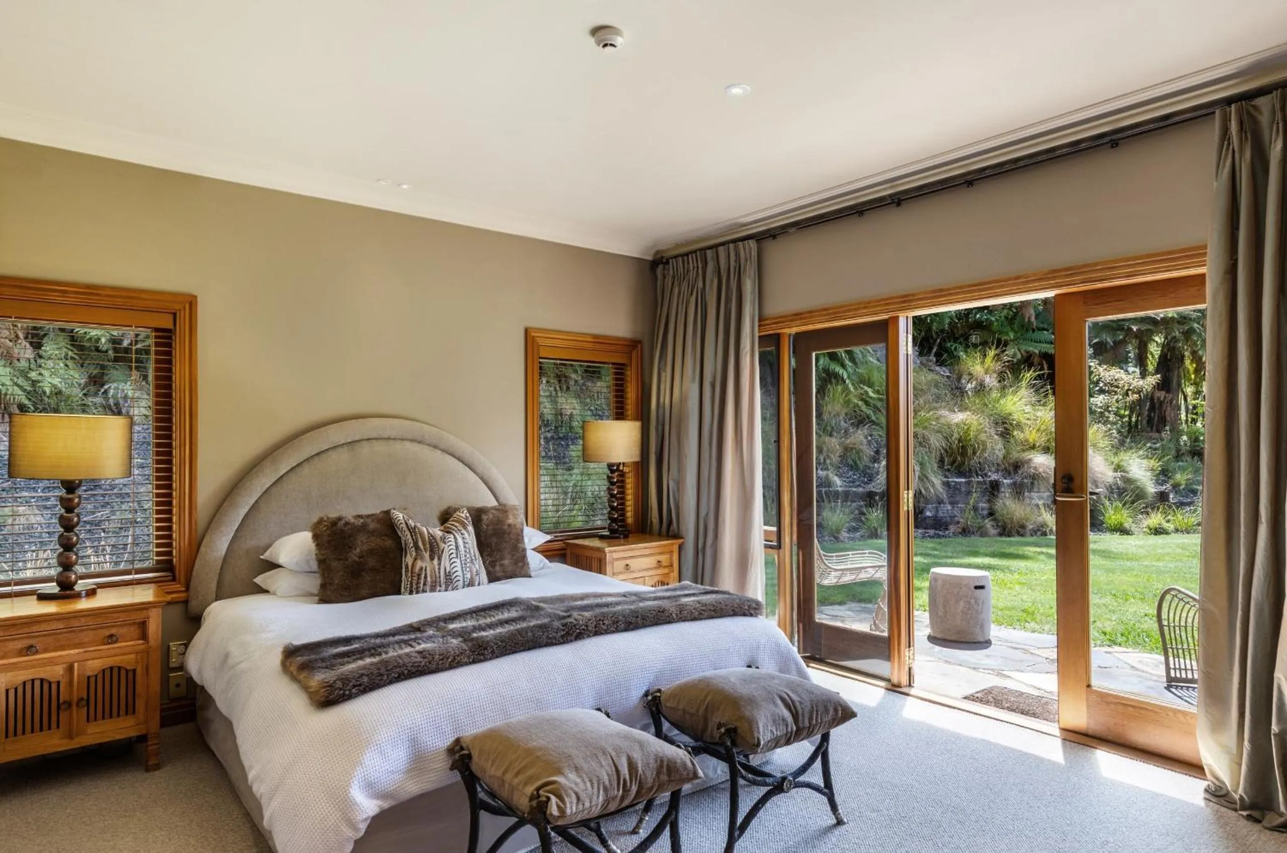 Patio, Bed in Treetops Lodge & Estate