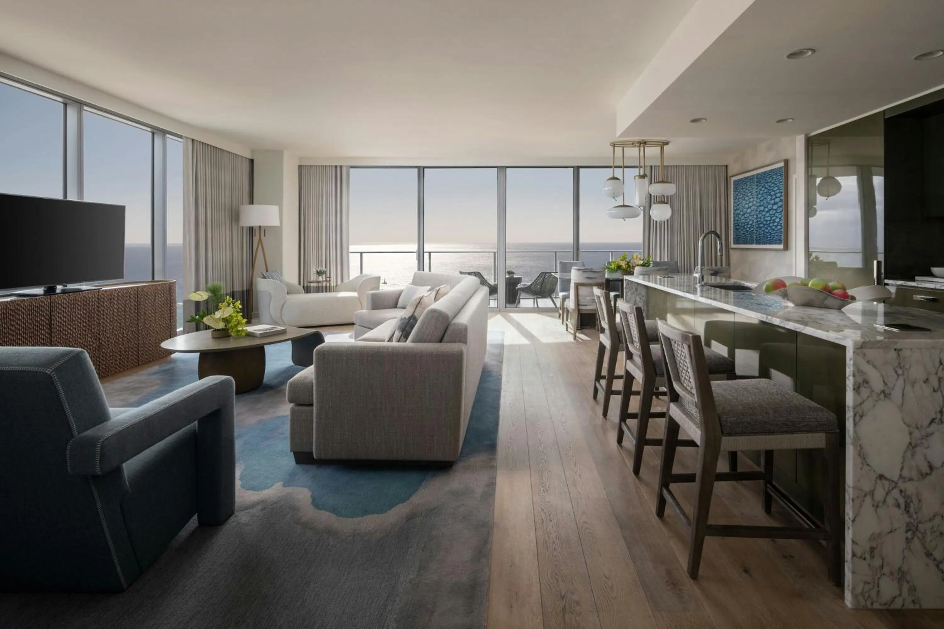 Living room in The Ritz-Carlton Residences, Waikiki Beach Hotel