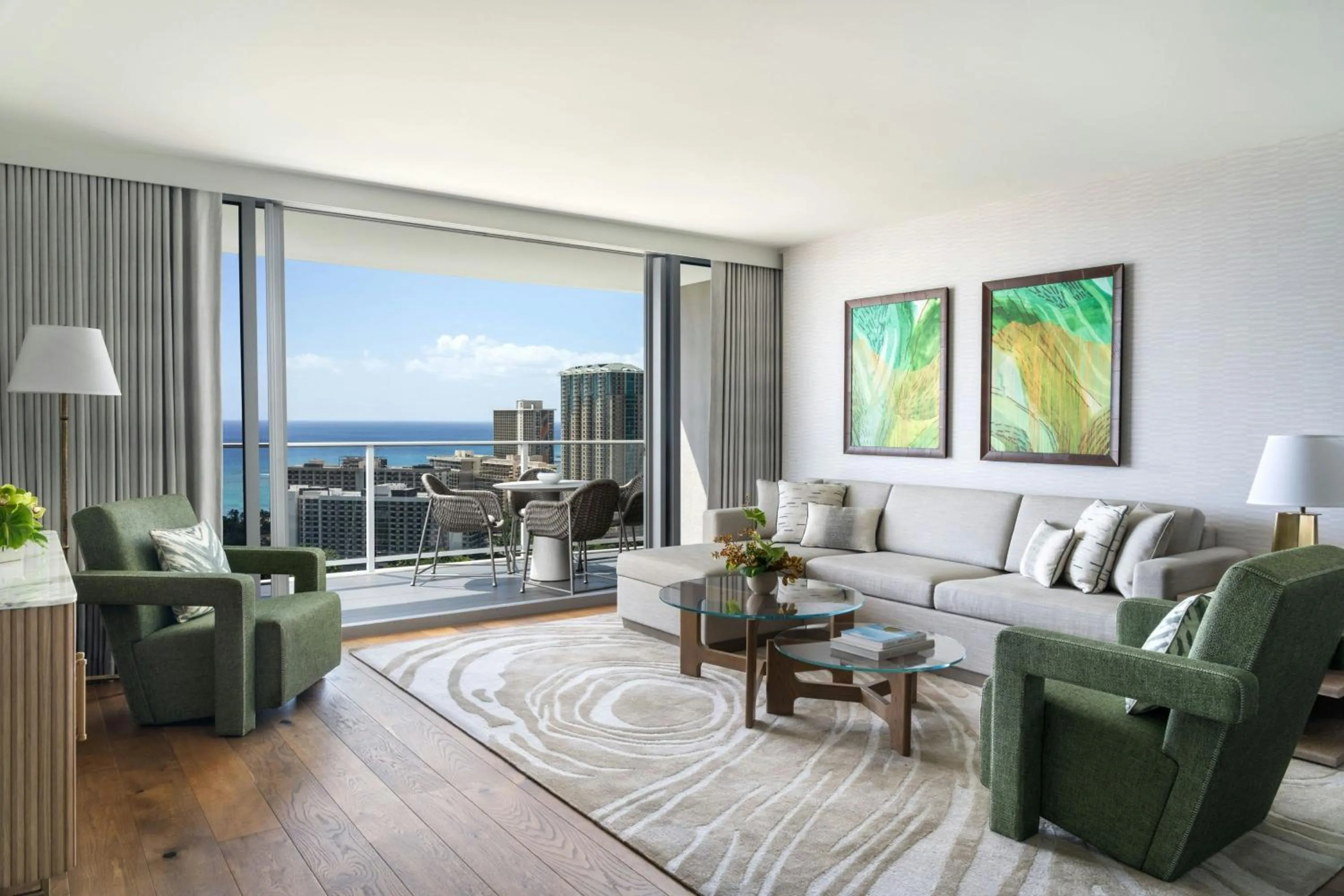 Living room in The Ritz-Carlton Residences, Waikiki Beach Hotel