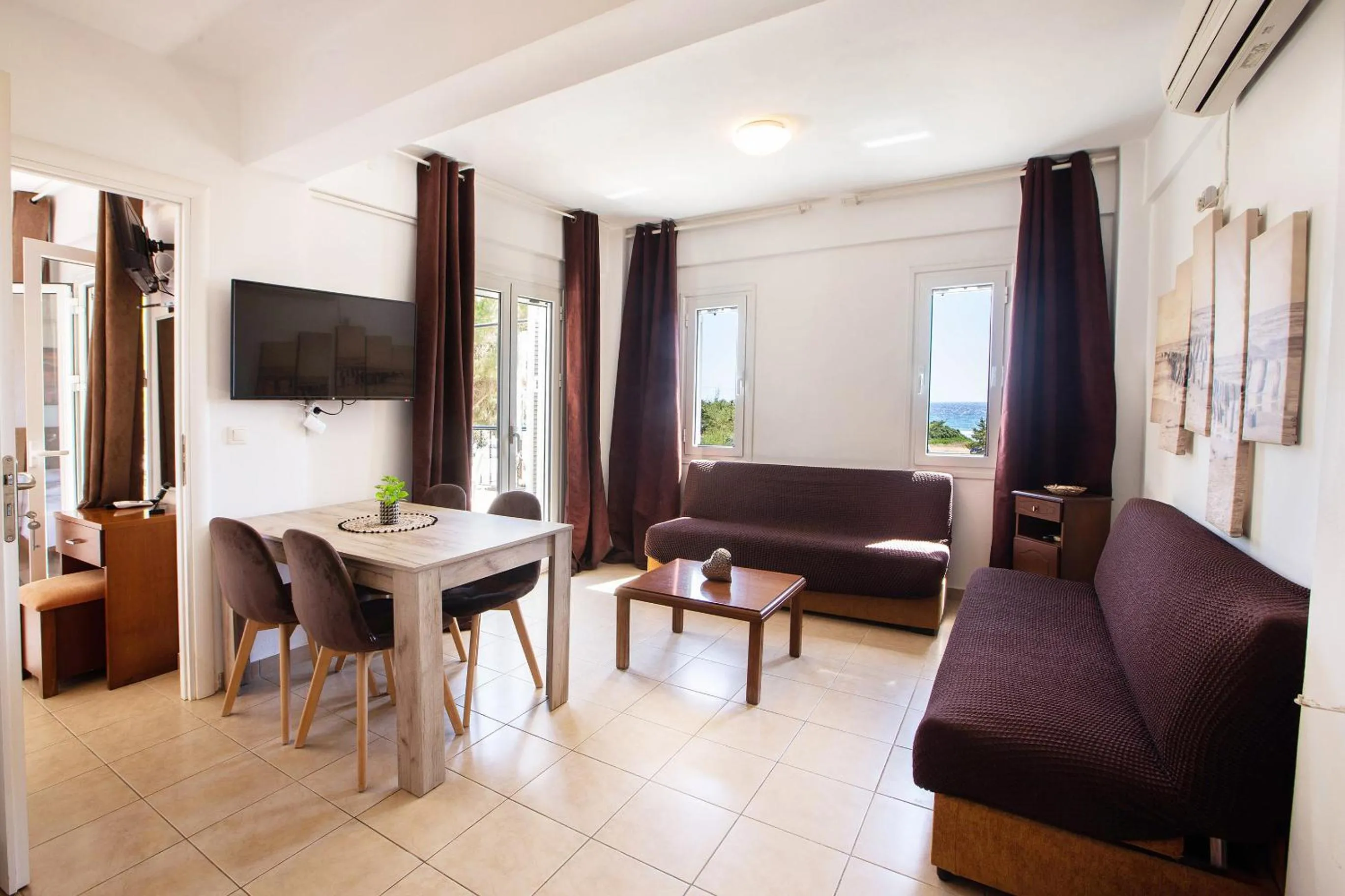 Living room in Romanos Beach Villas