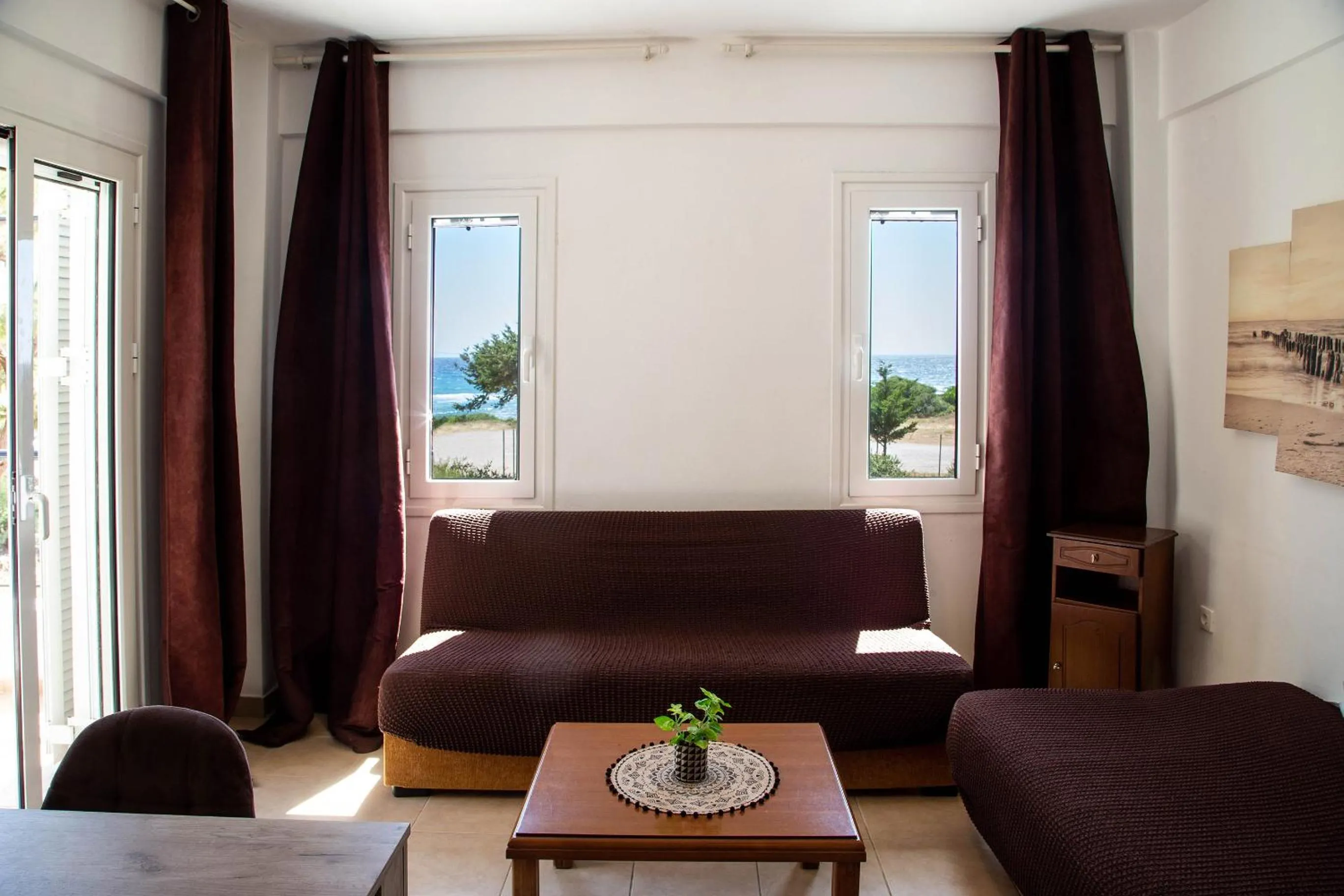 Living room in Romanos Beach Villas