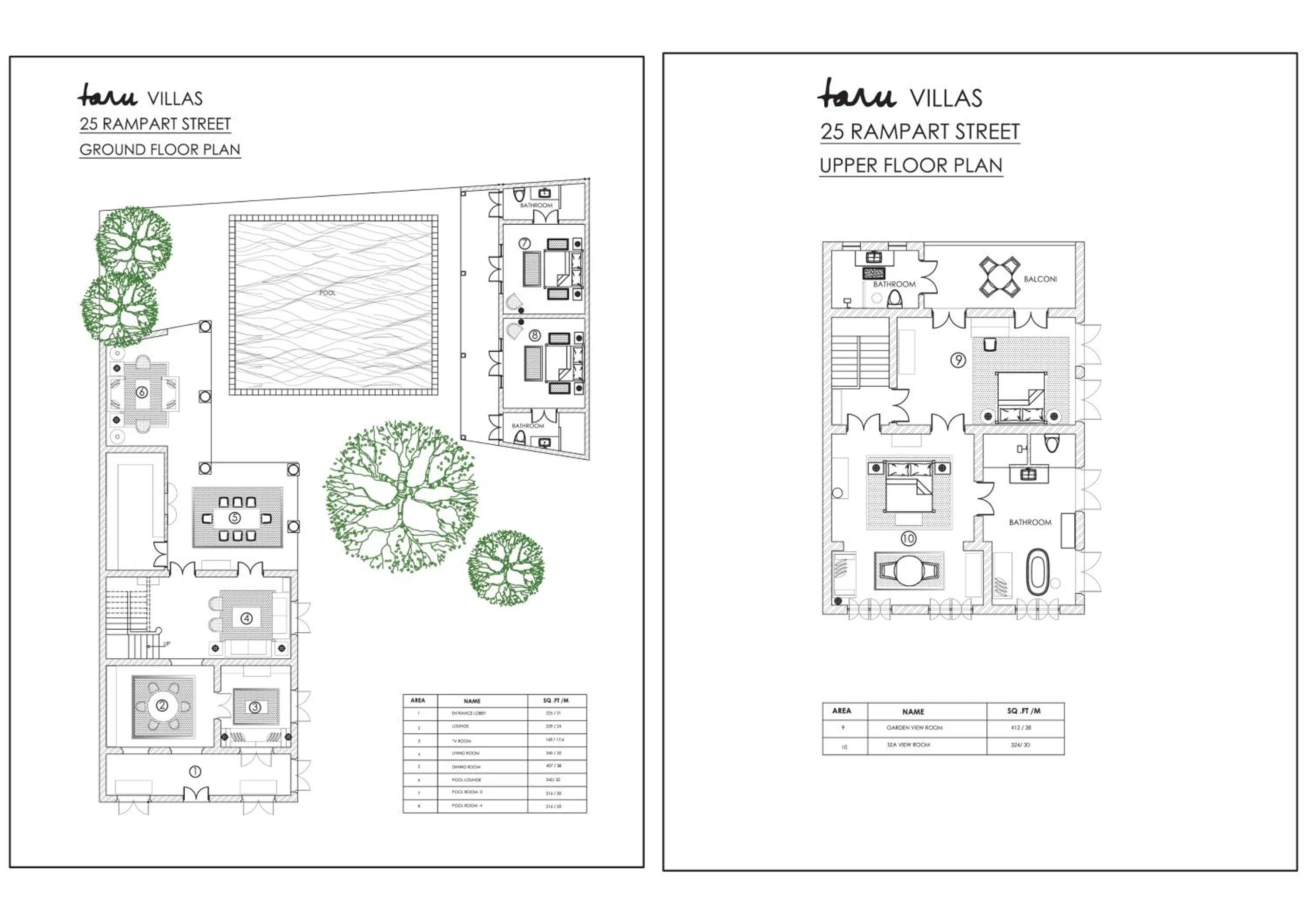 Floor plan in Taru Villas Rampart Street - Galle Fort