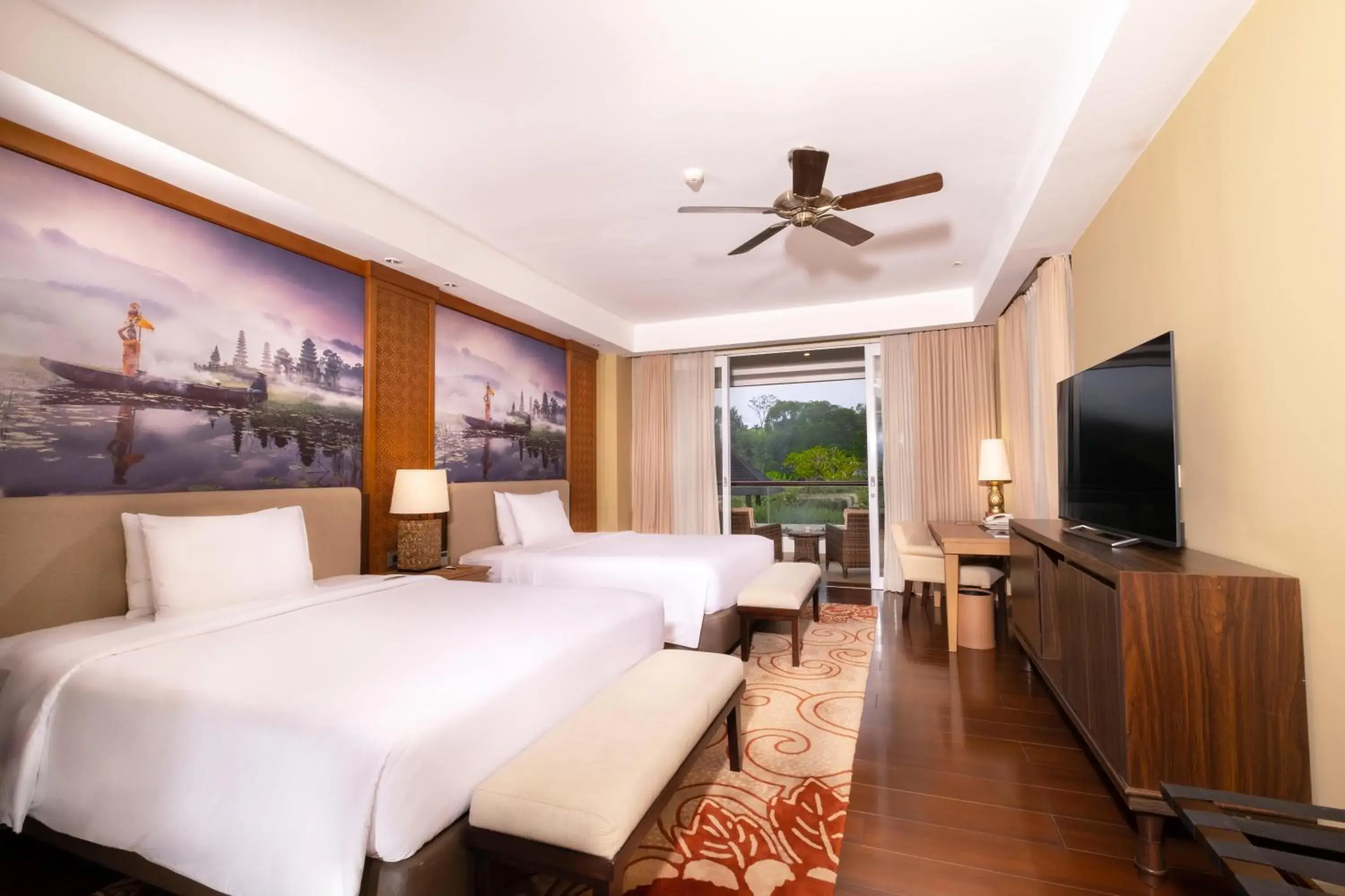 Family Room, 2 Twin Beds, Valley View includes FREE daily buffet breakfast, FREE guided morning trekking with our recreation attendant, FREE 1-time mini bar per stay, FREE daily refresh coffee and tea facility and 24-hour gym access. in Homm Saranam Baturiti Family Room, 2 Twin Beds, Valley View includes FREE daily buffet breakfast, FREE guided morning trekking with our recreation attendant, FREE 1-time mini bar per stay, FREE daily refresh coffee and tea facility and 24-hour gym access. in Homm Saranam Baturiti