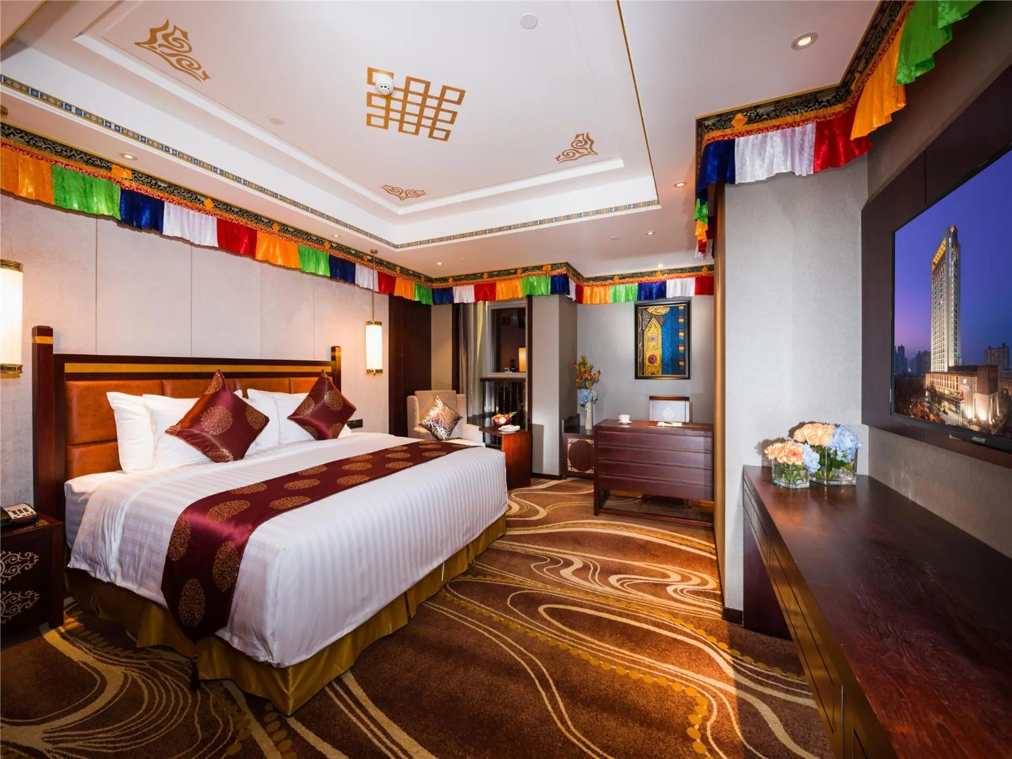 Decorative detail, Bed in New Century Grand Hotel