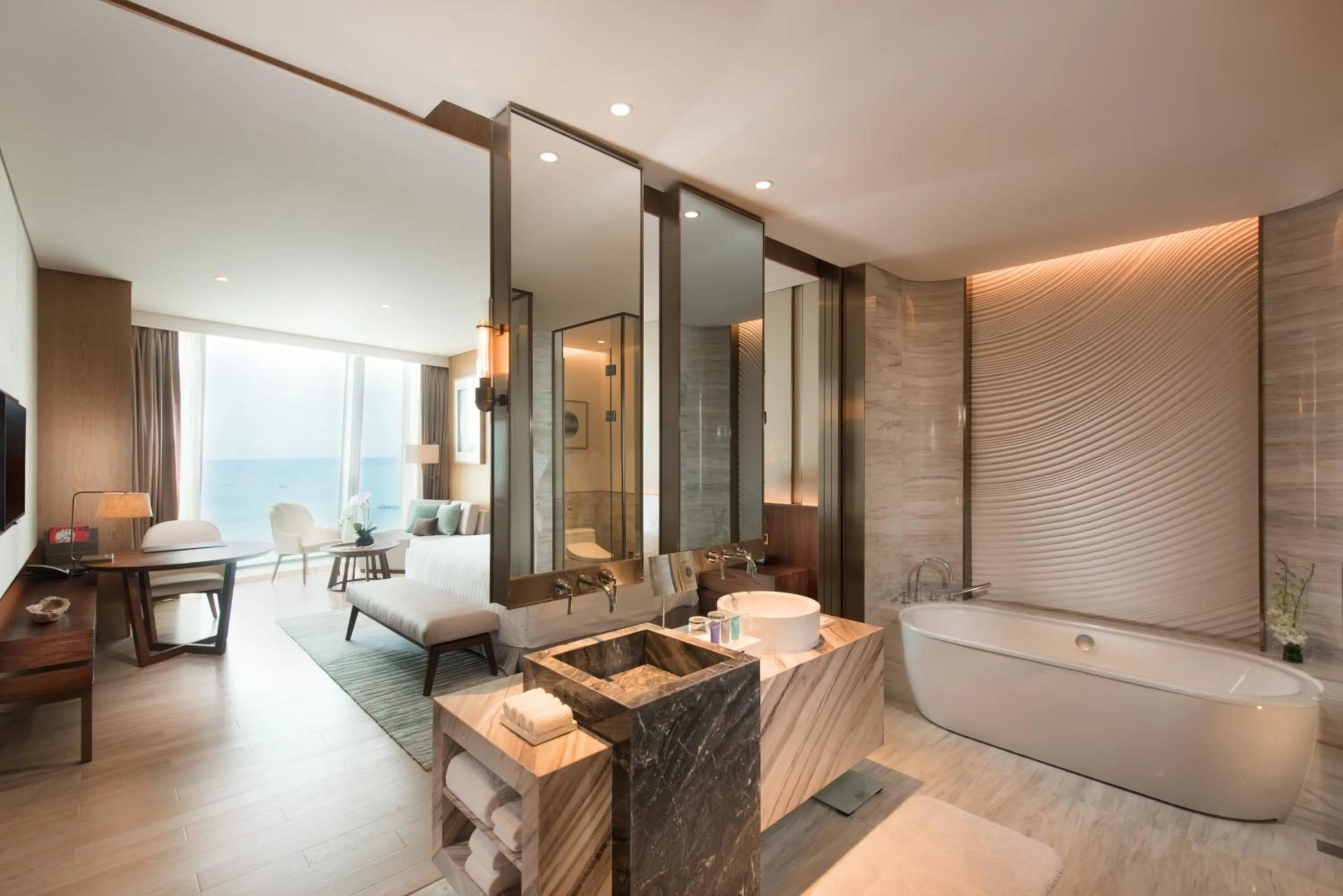 Bathroom, Bed in Conrad Xiamen