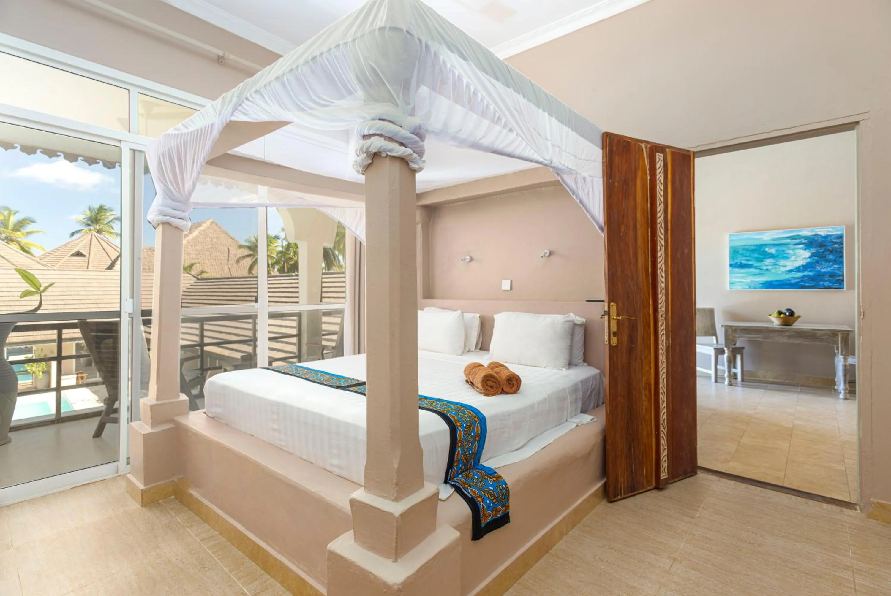 Bed in Paje Beach Apartments & Hotel
