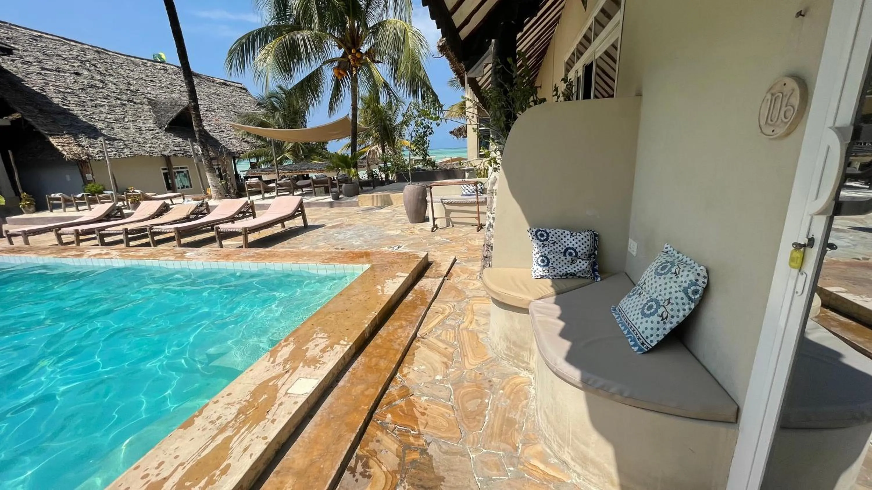 Pool view in Paje Beach Apartments & Hotel