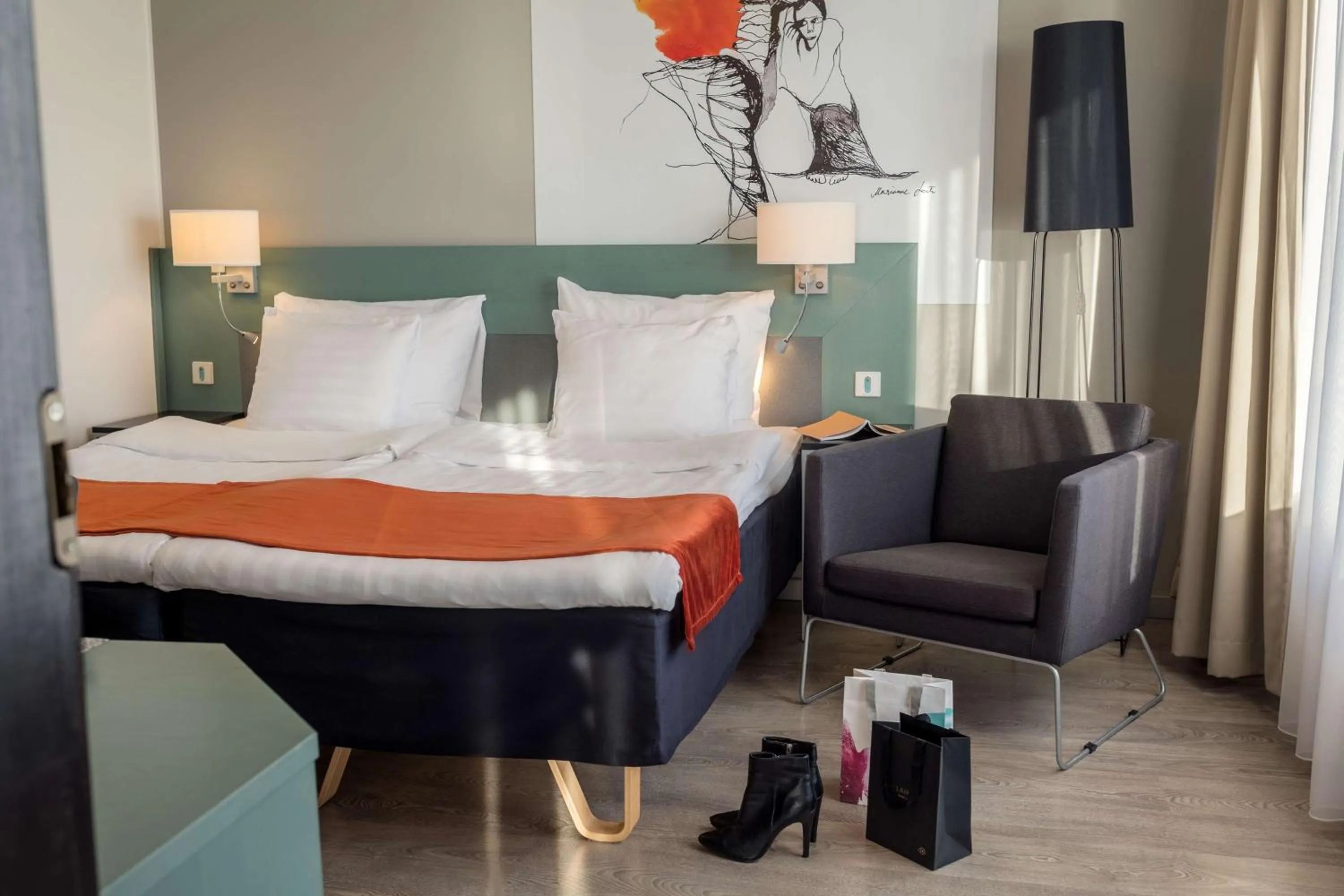 Bedroom, Bed in Scandic Rosendahl