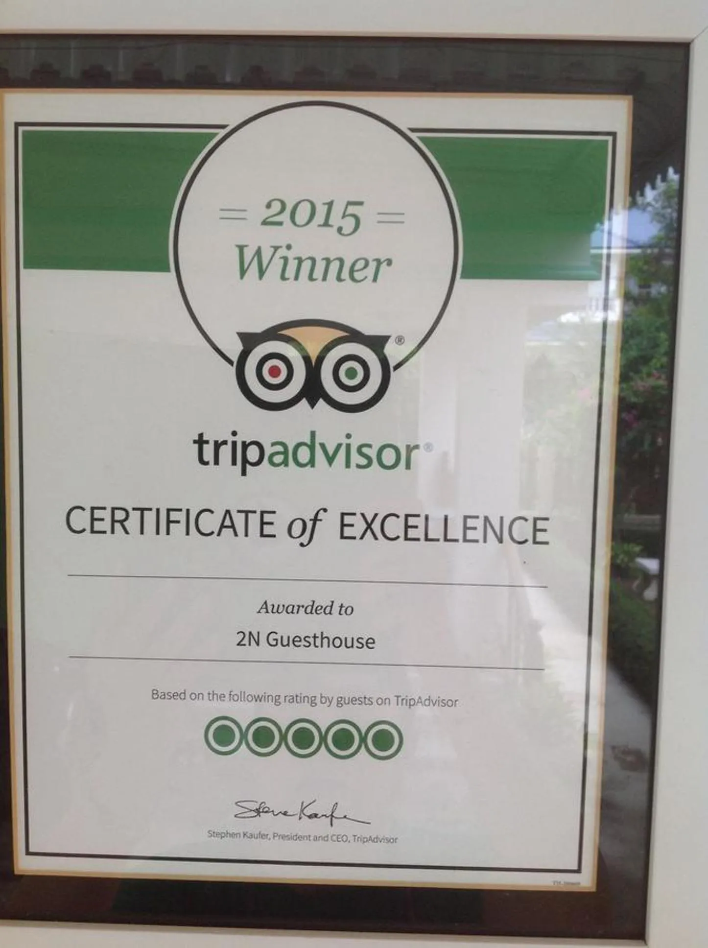 Certificate/Award in 2N Guesthouse