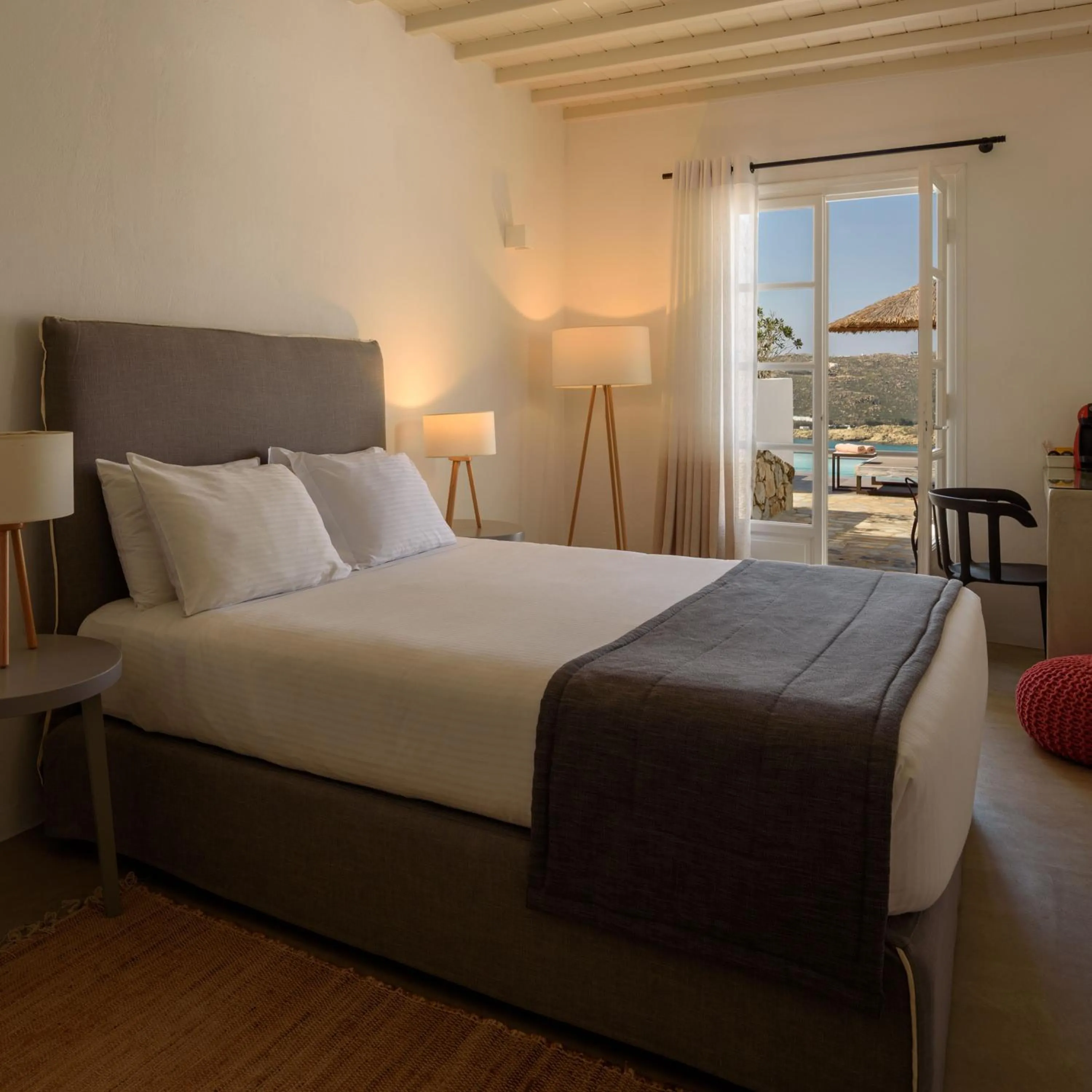 Bed in Cova Mykonos Suites