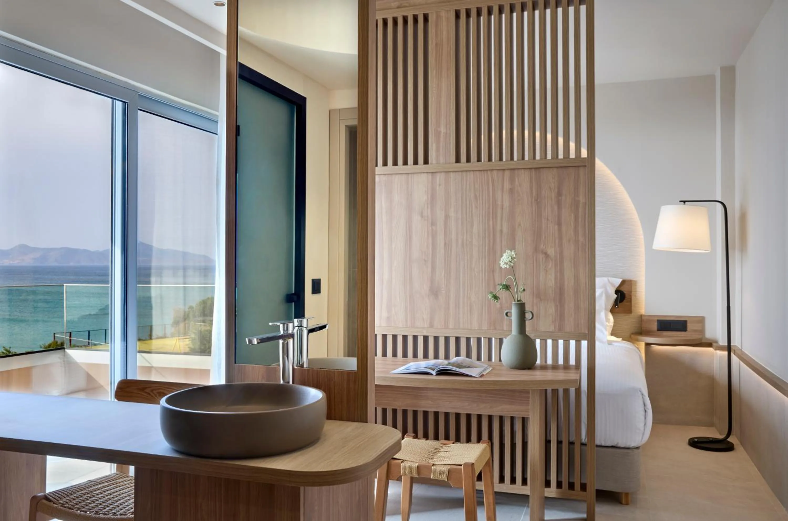 View (from property/room), Bed in Ammos Luxury Resort