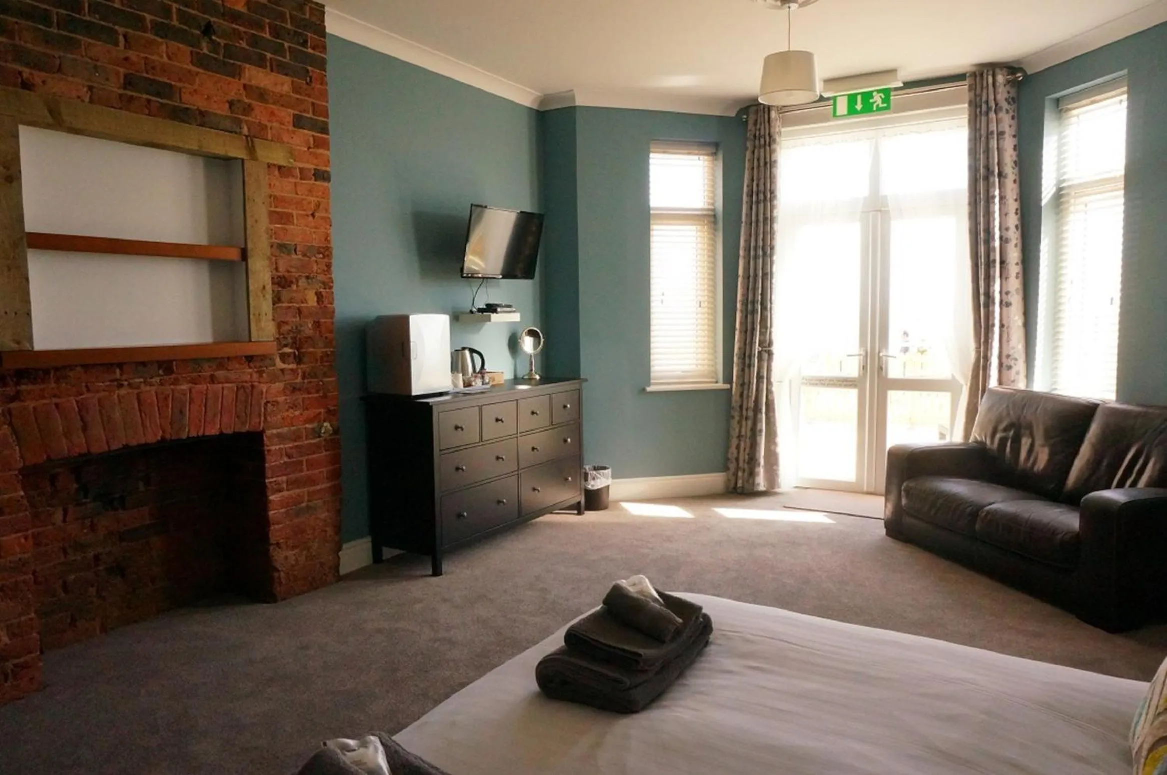 Bed in shoreside inn