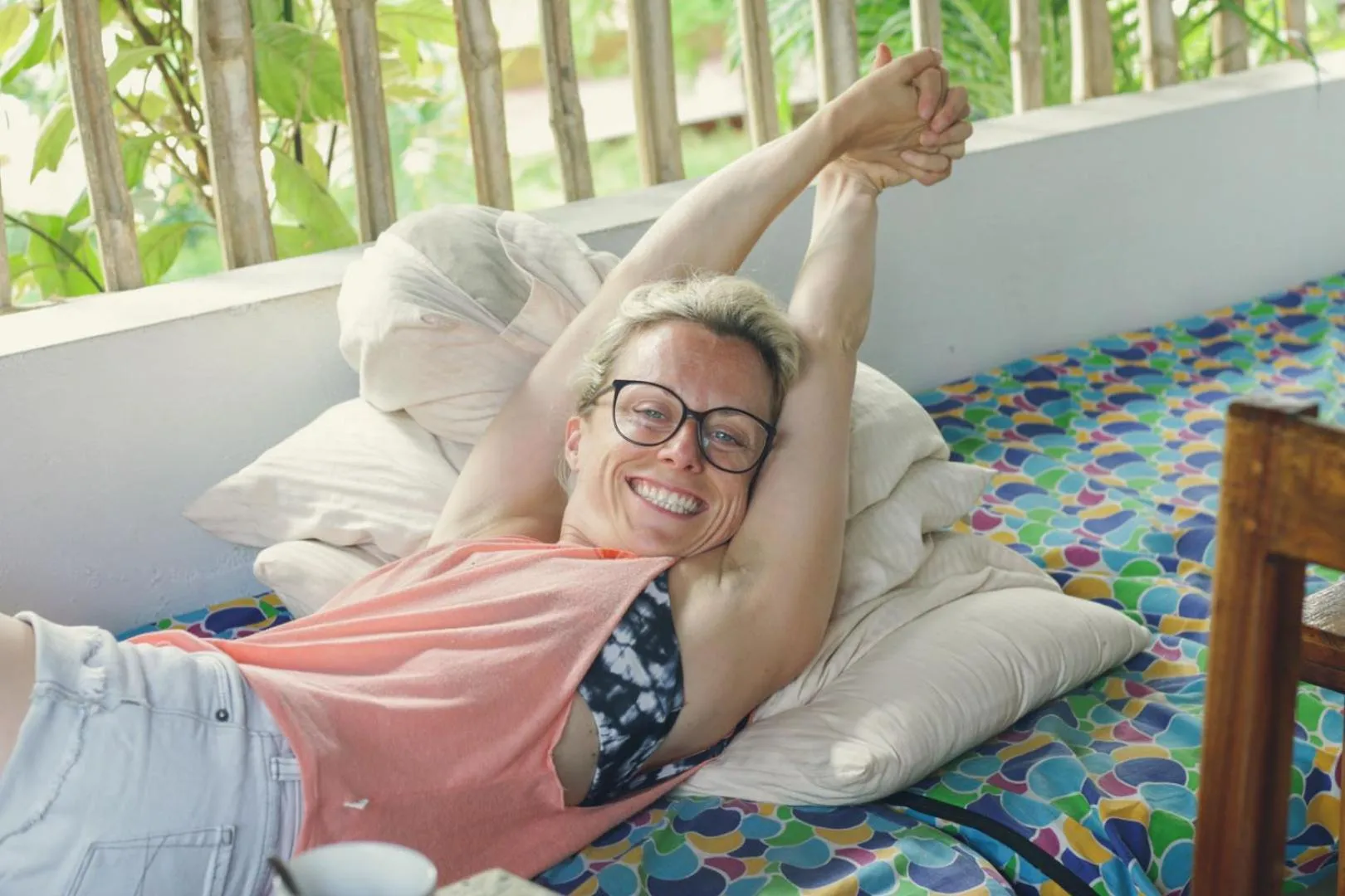 People, Bed in Garden Beach Hotel