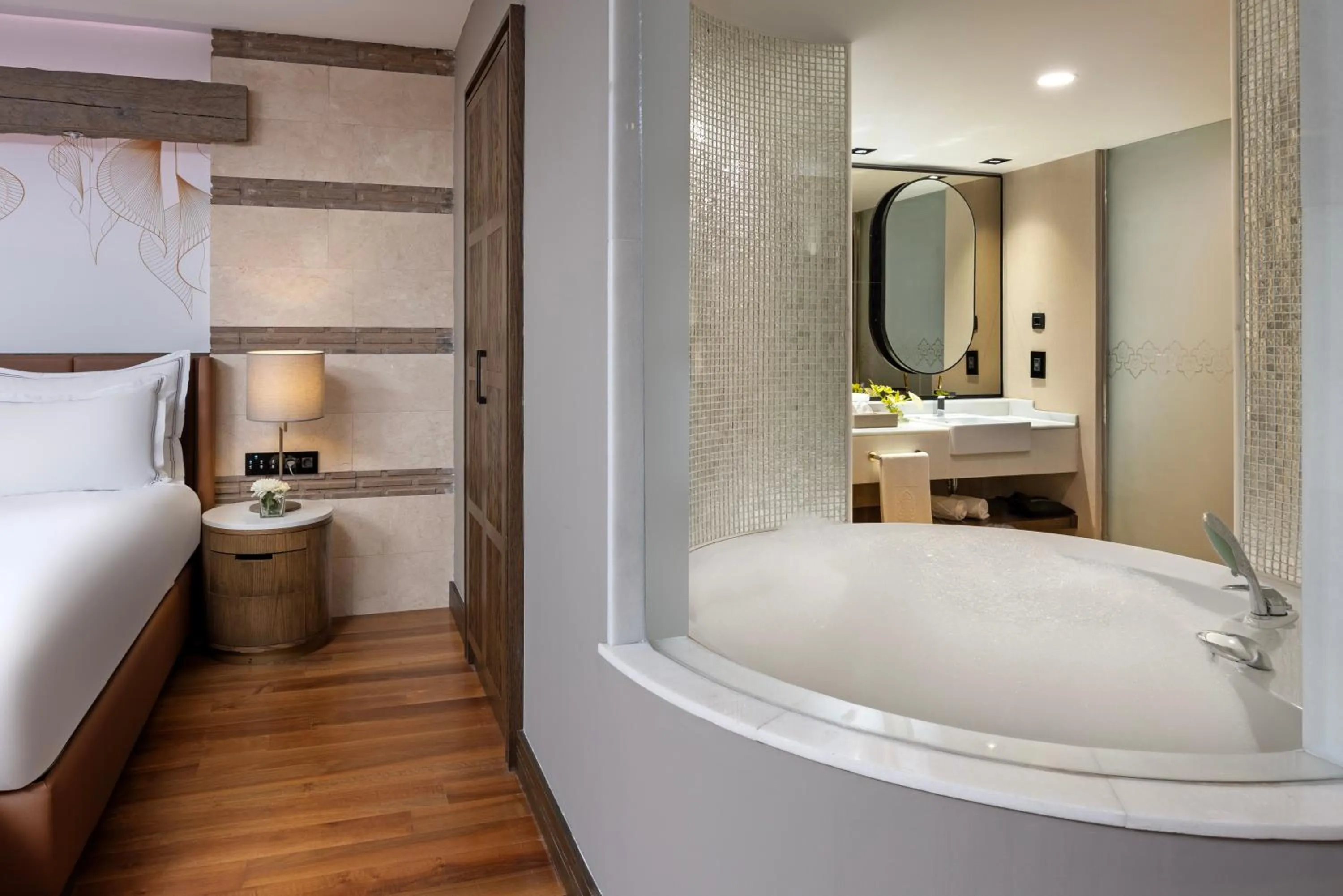 Bathroom, Bed in Kempinski Hotel The Dome Belek