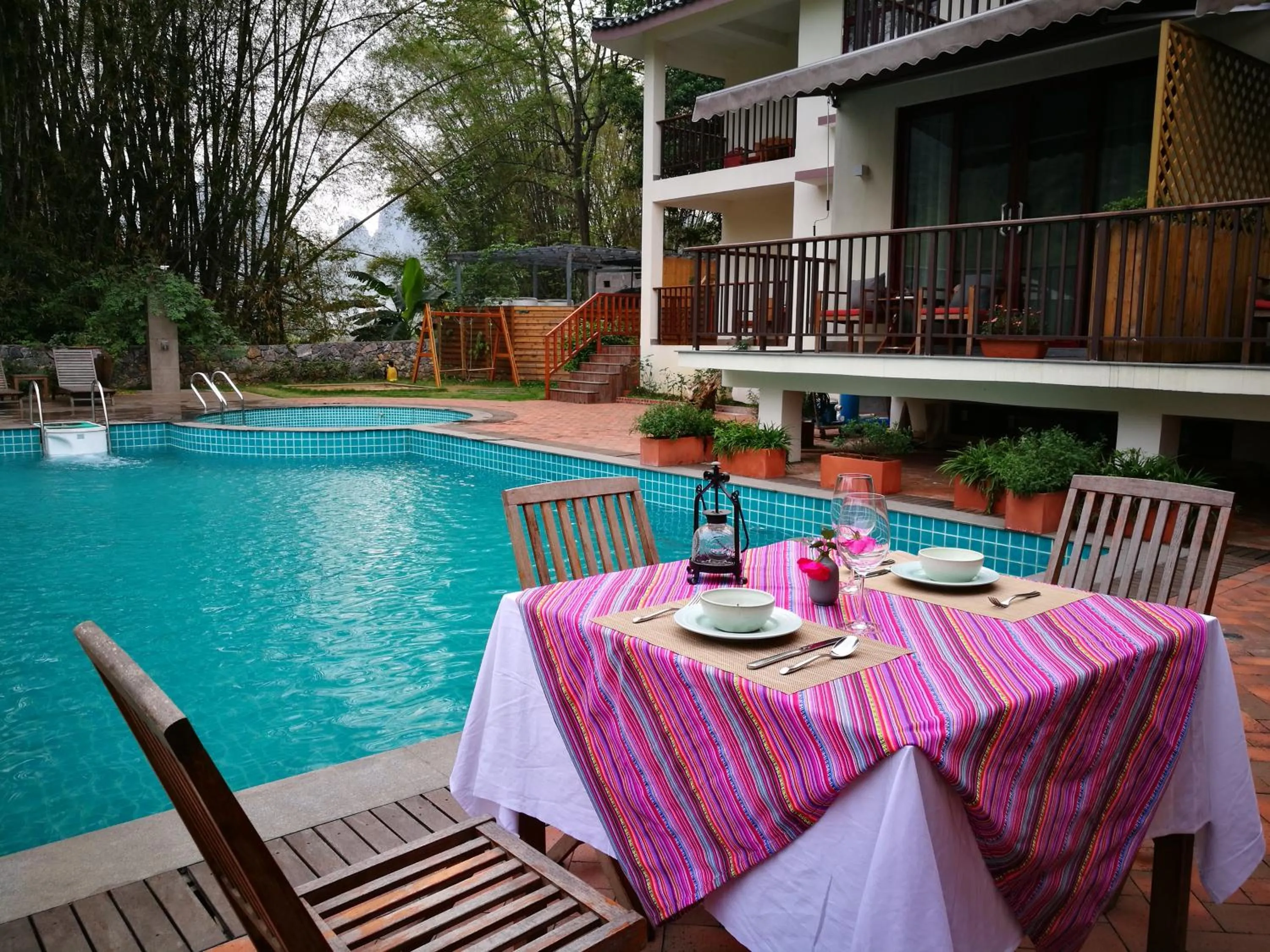 Pool view in The Apsara Lodge