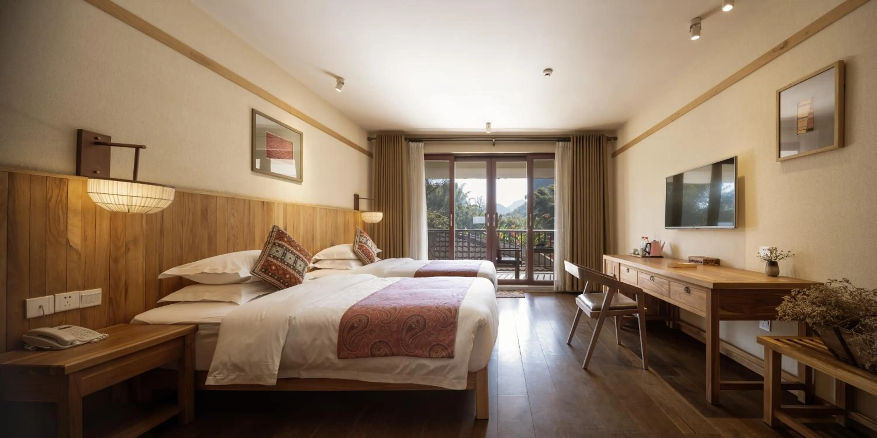 Bed in Yangshuo The Apsara Lodge