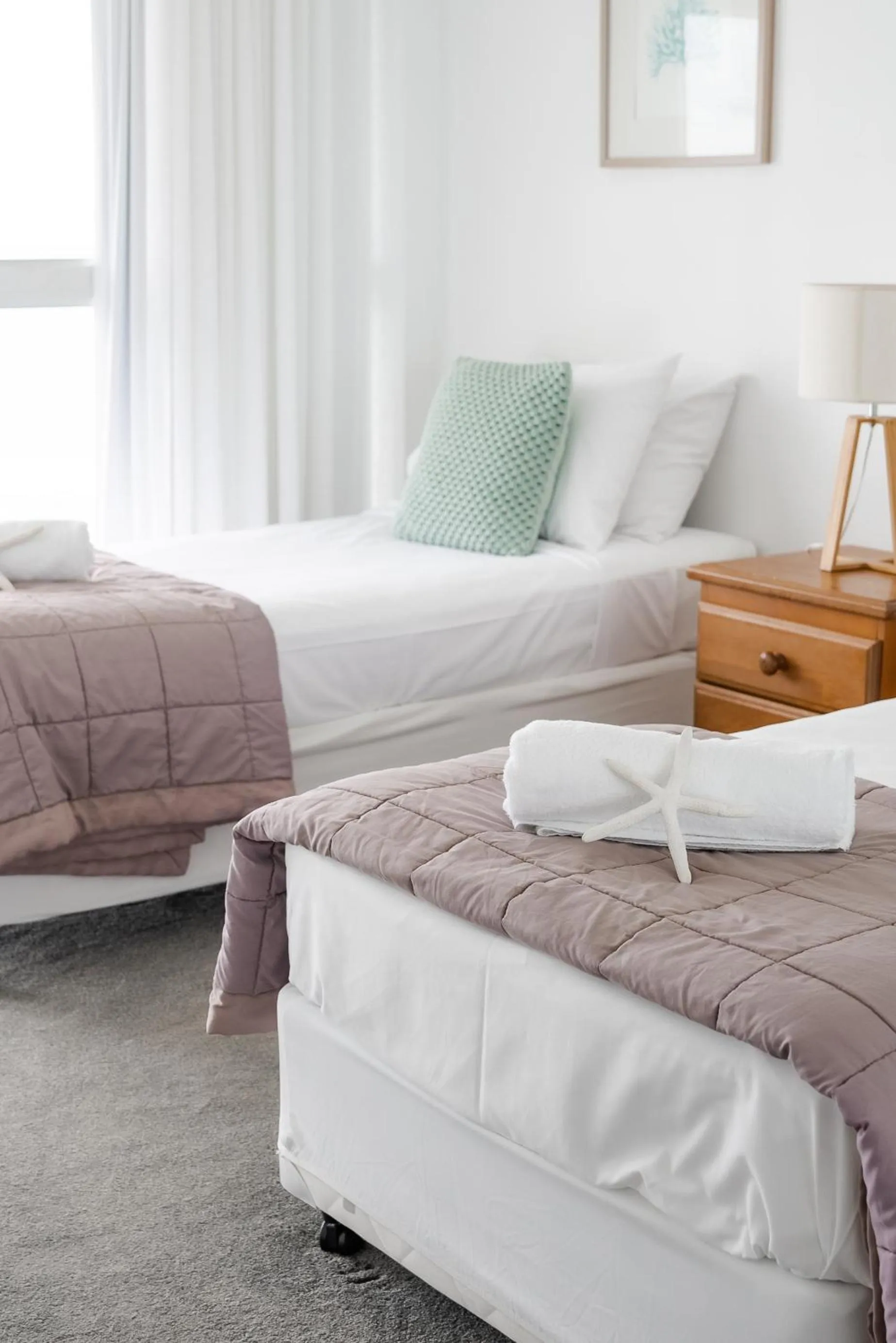 Bed in Cashelmara Beachfront Apartments