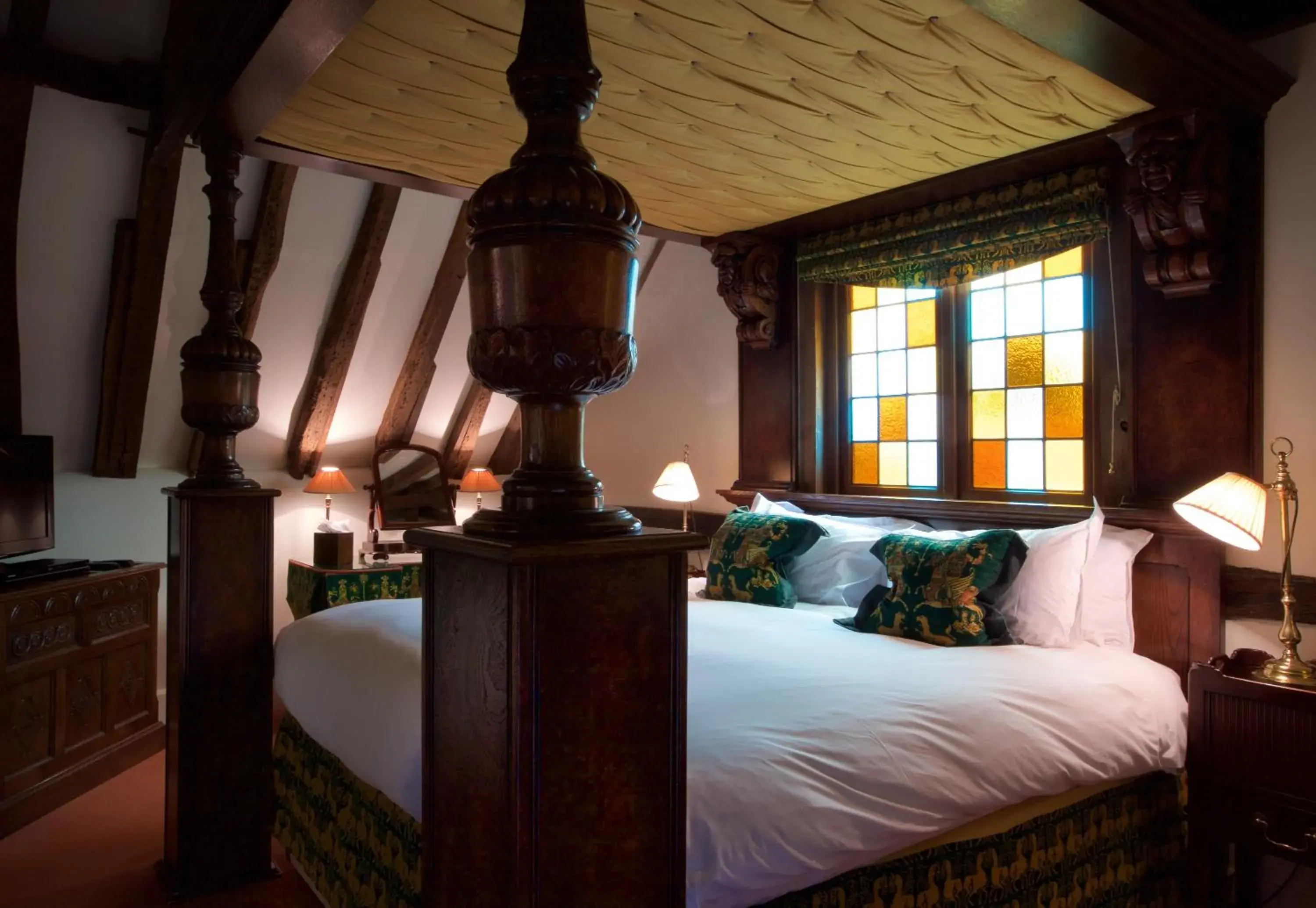 Bedroom, Bed in Amberley Castle- A Relais & Chateaux Hotel Bedroom, Bed in Amberley Castle- A Relais & Chateaux Hotel