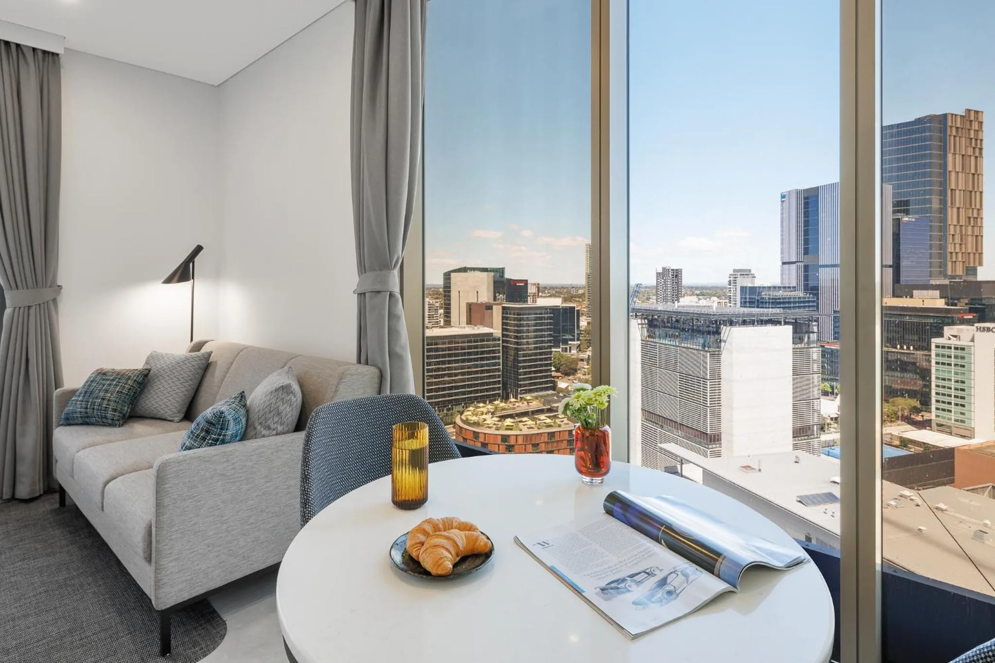 Living room in Meriton Suites George Street, Parramatta