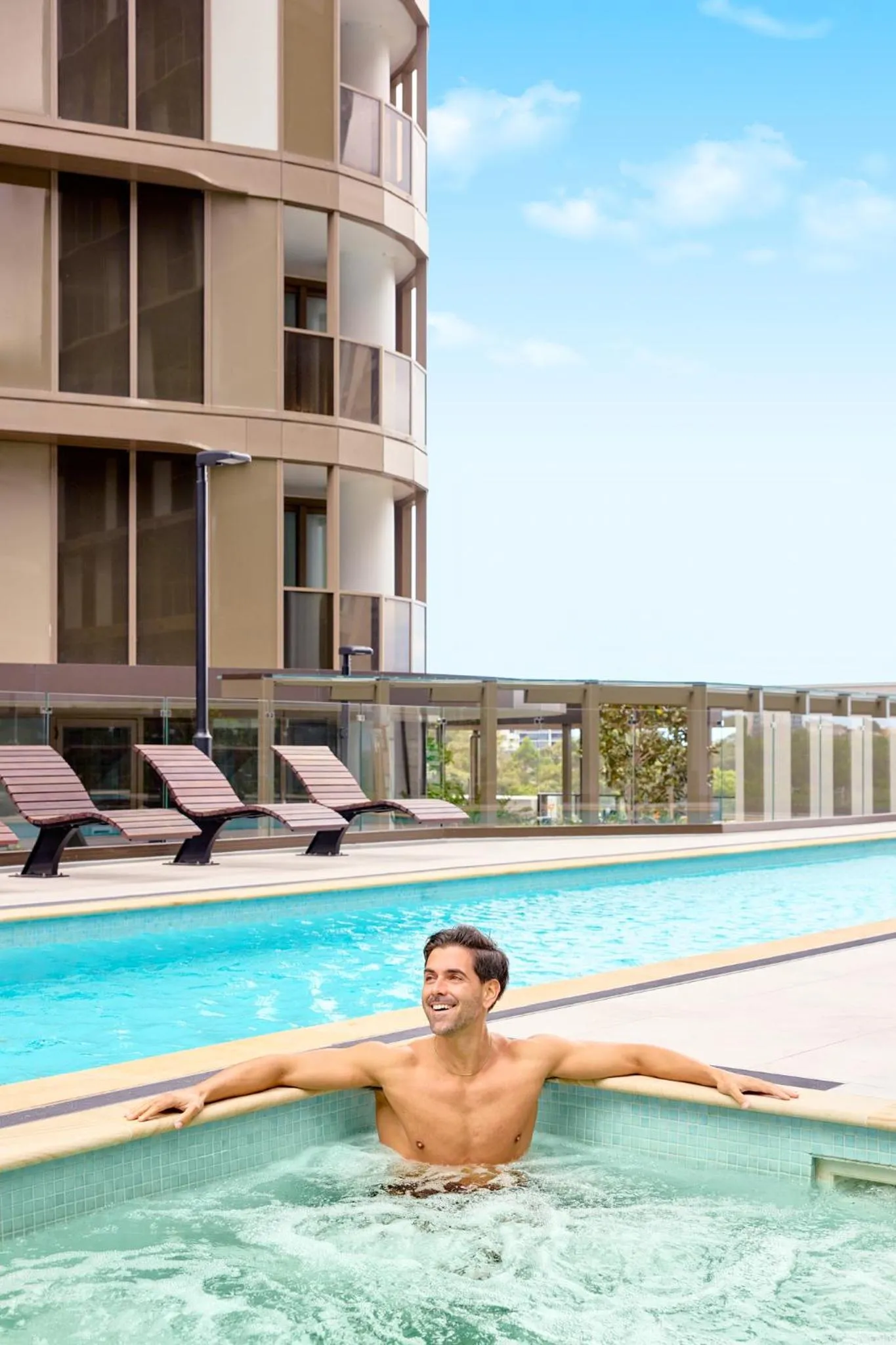 Swimming pool in Meriton Suites George Street, Parramatta