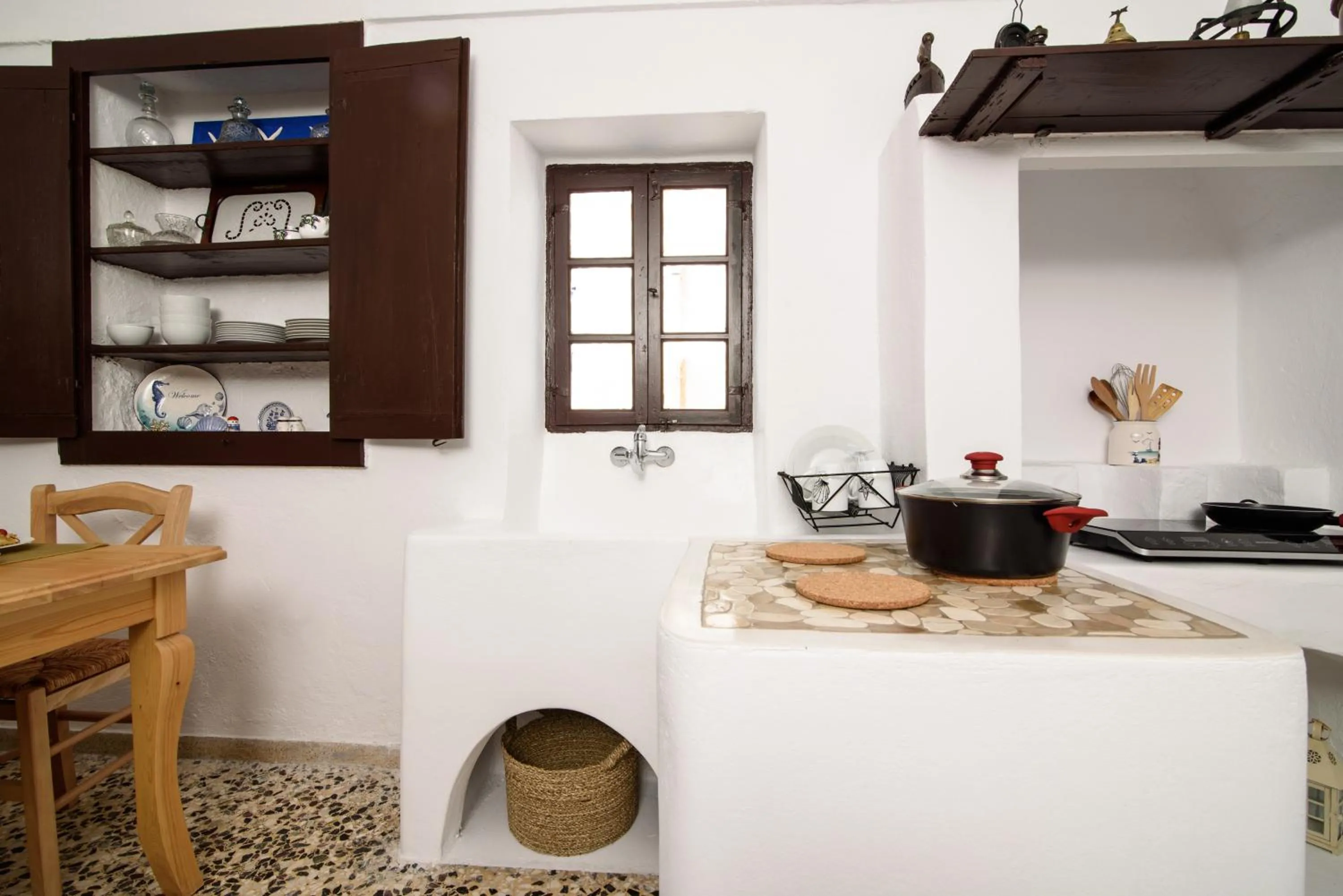 Kitchen or kitchenette in Santorini Crystal Blue Boutique Hotel