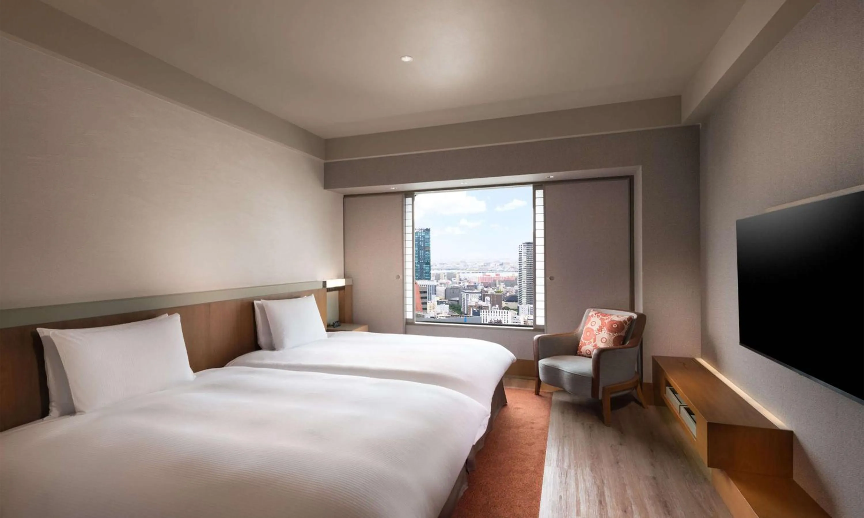 Bed in Hilton Osaka Hotel