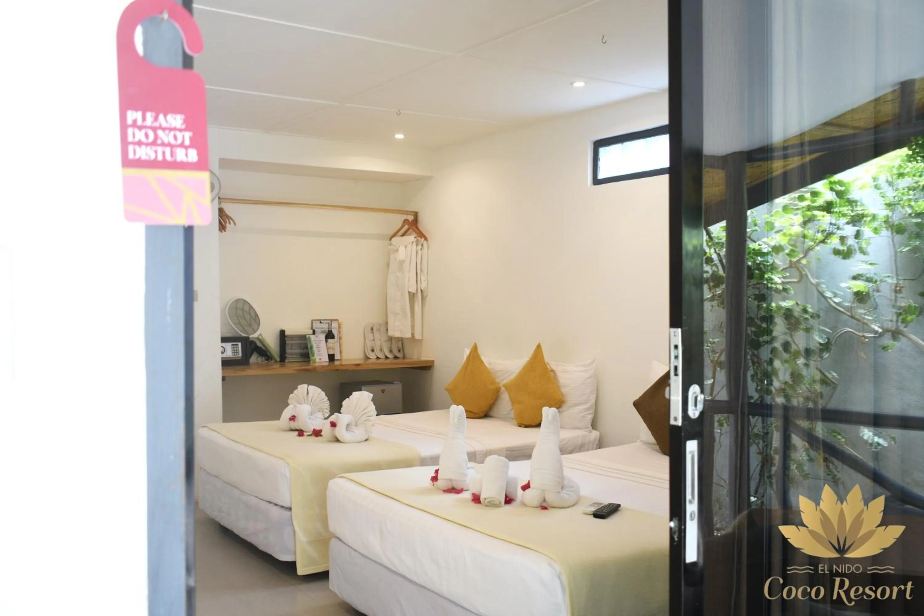 View (from property/room), Bed in El Nido Coco Resort