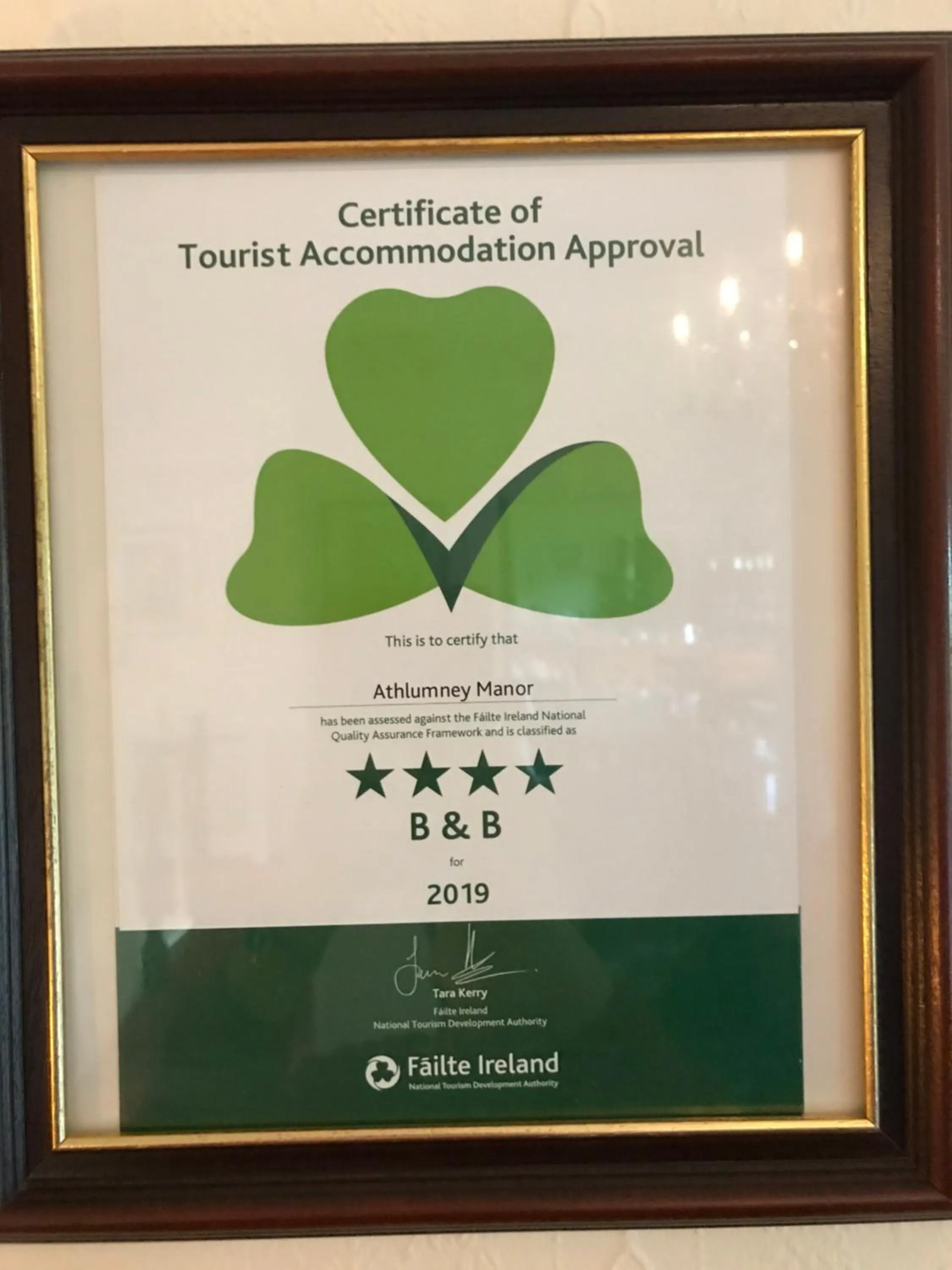 Certificate/Award in Athlumney Manor Guest Accommodation