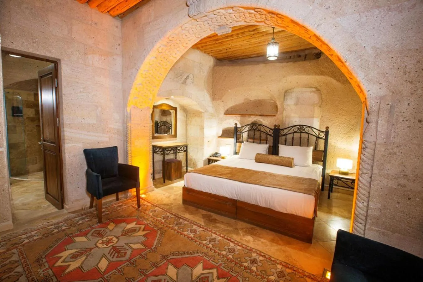 Bed in Caldera Cave Hotel