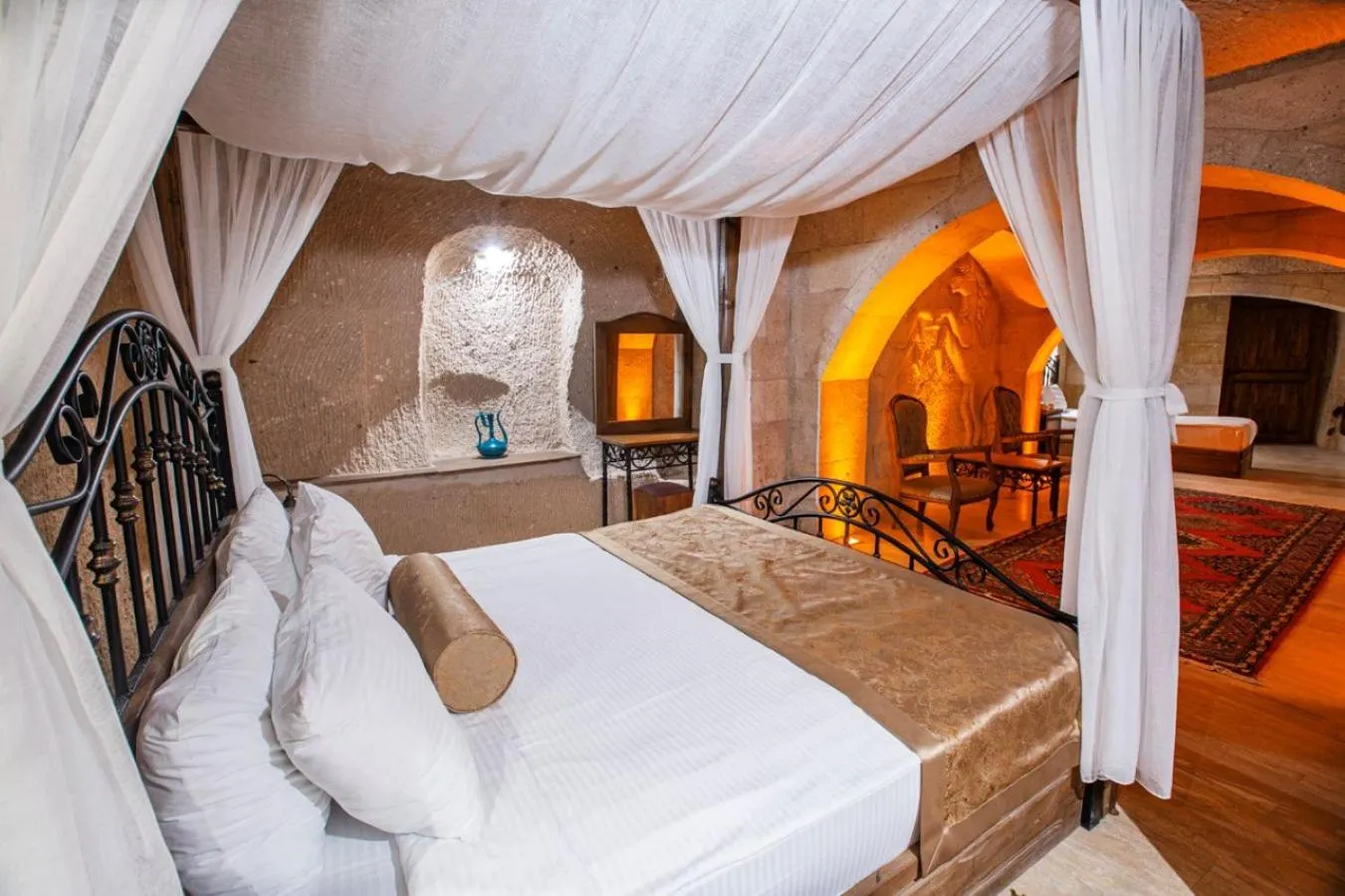 Bed in Caldera Cave Hotel