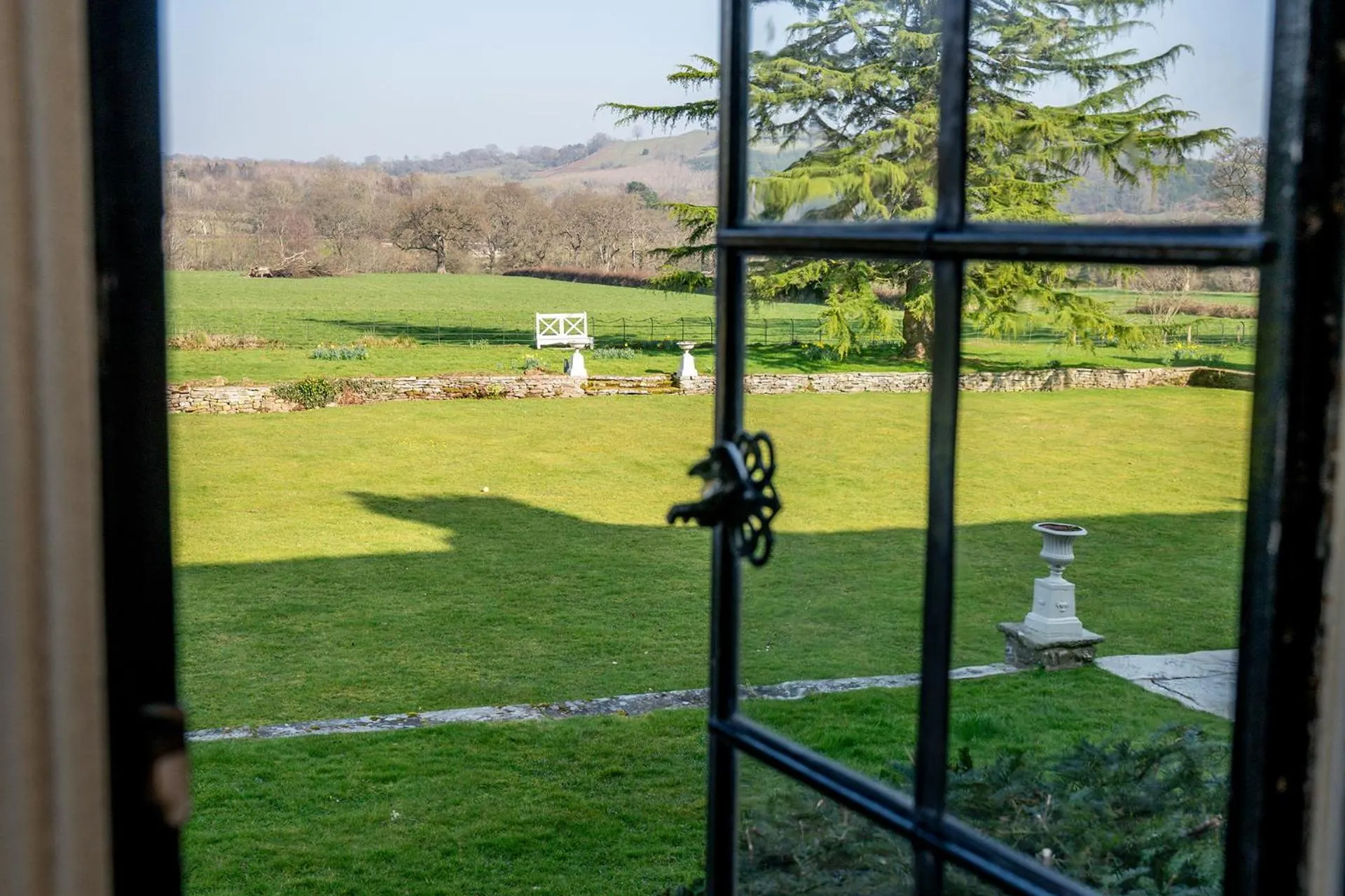 Garden view in Llangoed Hall