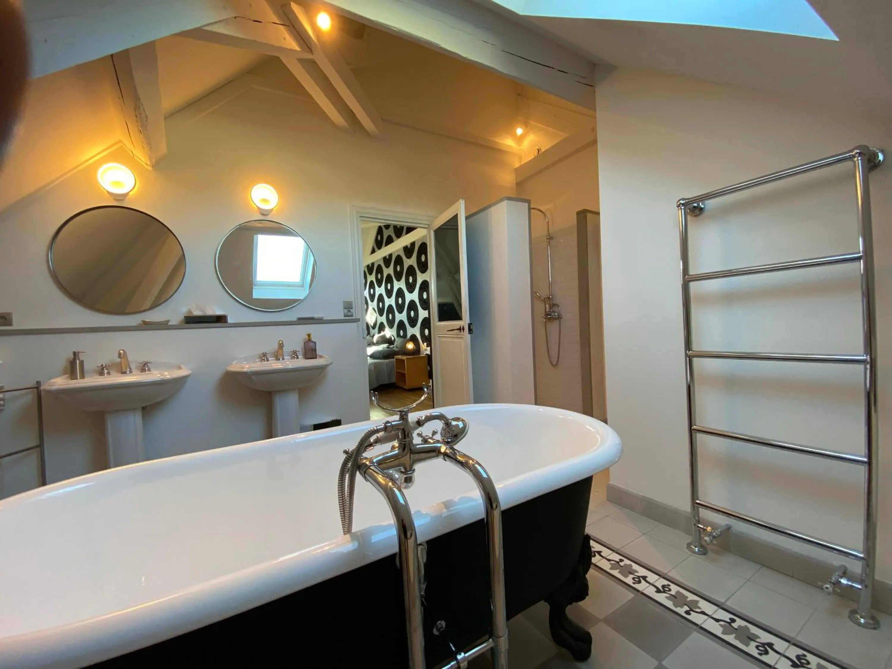 Shower in Demeure Saint Louis Historic manor, City 700m, free parking,A C,Clim,WIFI, city view, Garden