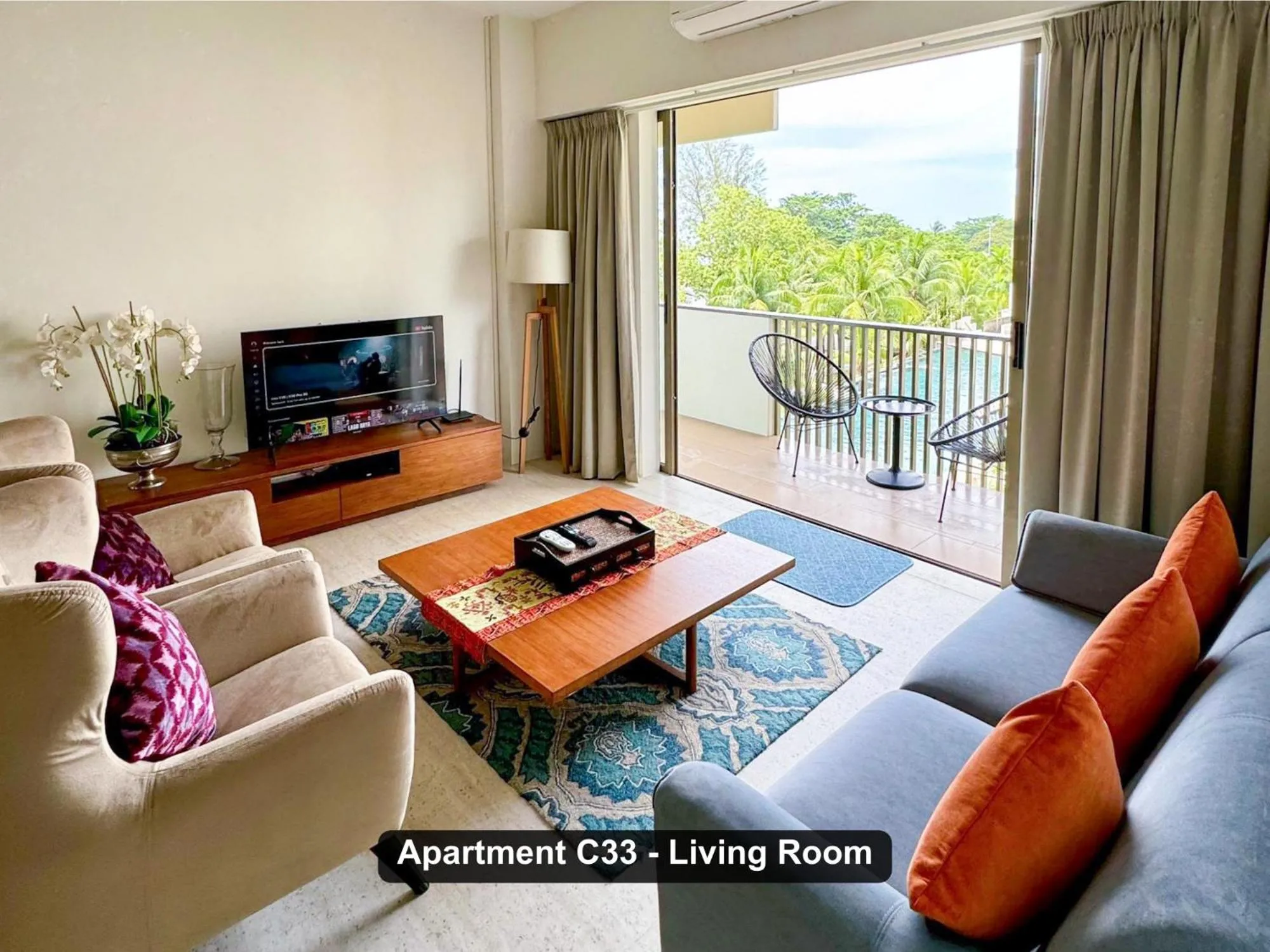 Living room in By the Sea- Pool and Sea View