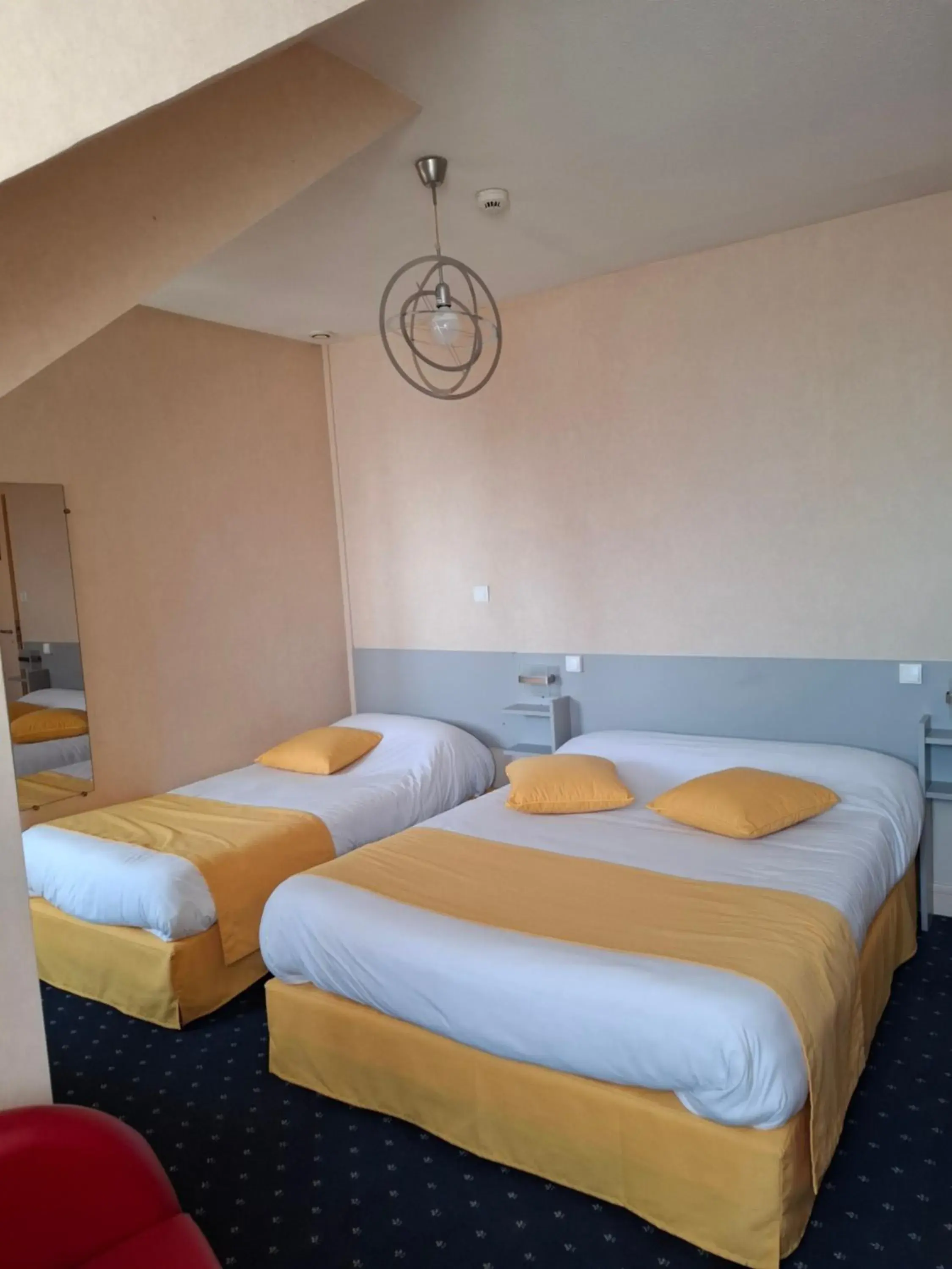 Bedroom, Bed in Logis Hôtel & Restaurant de la Barque Bedroom, Bed in Logis Hôtel & Restaurant de la Barque