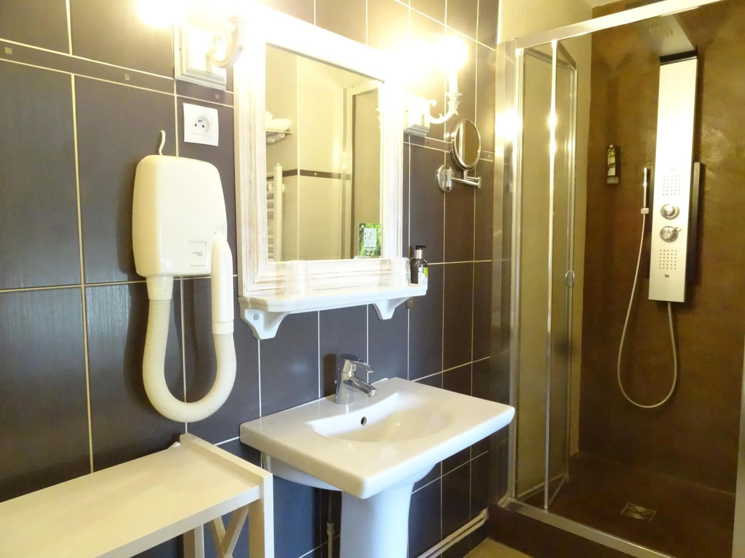 Bathroom in Logis Hôtel Restaurant Spa L'auberge Du President