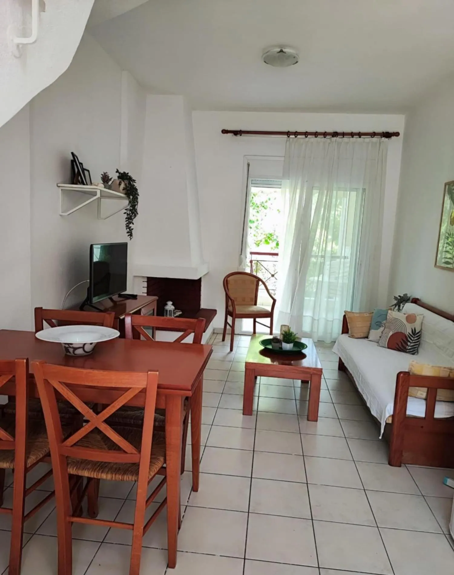 Seating area, Bed in Siviri Rental Houses