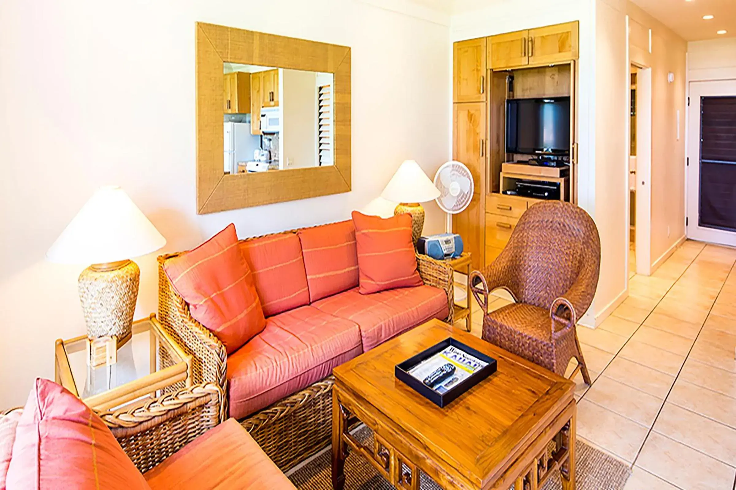 Living room in Kiahuna Plantation and Beach Bungalows by Castle Living room in Kiahuna Plantation and Beach Bungalows by Castle