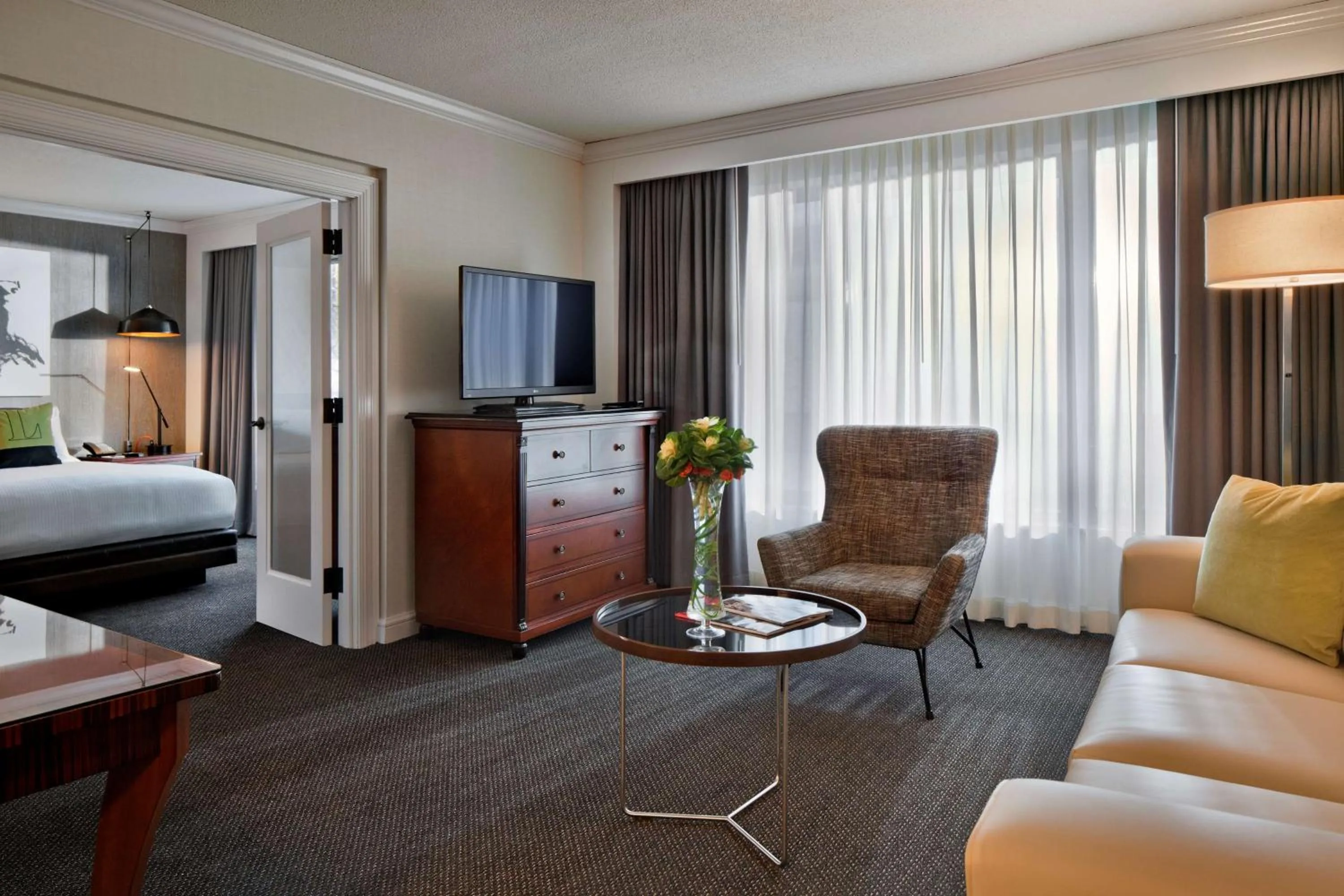 Living room, Bed in The Logan Philadelphia, Curio Collection by Hilton