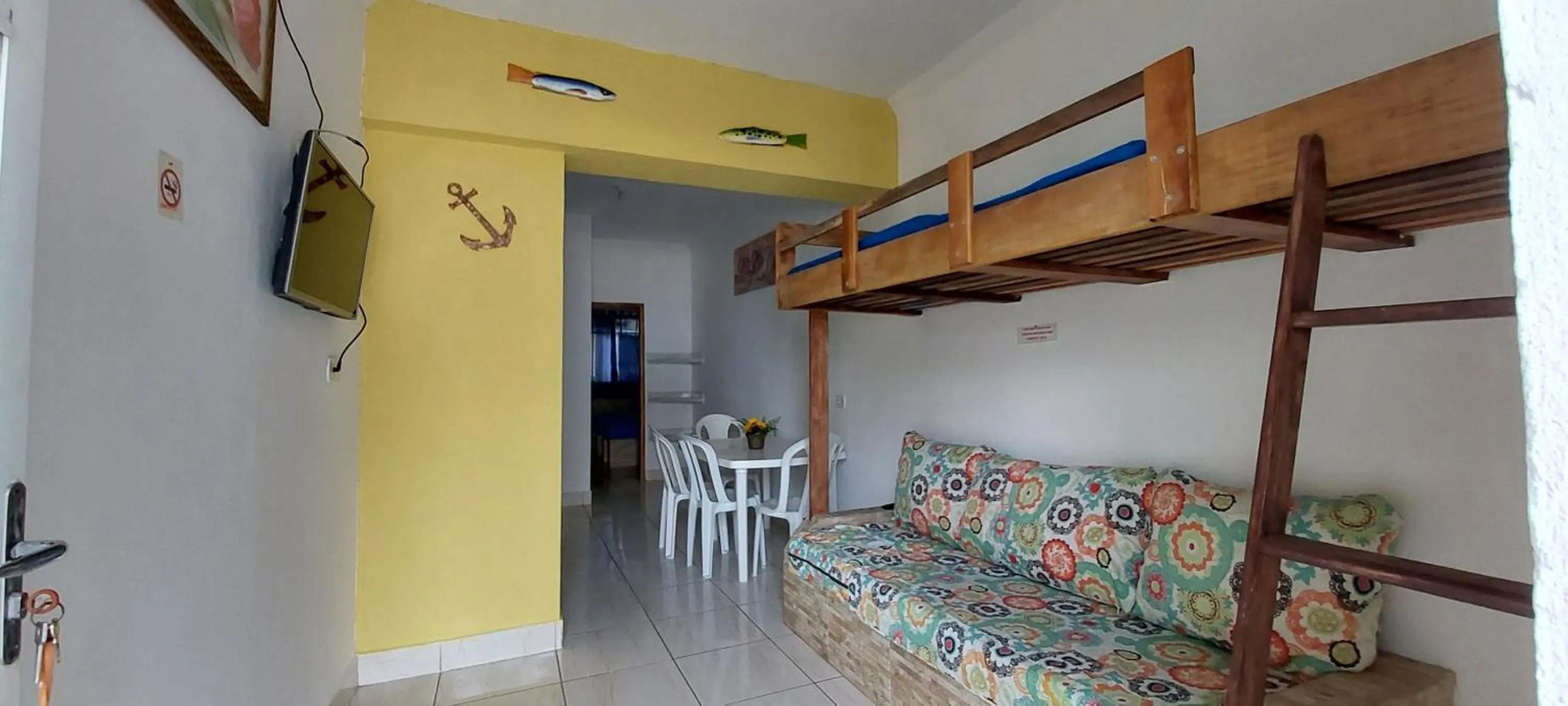 Seating area, Bed in Pousada/Flat Praia Do Sonho