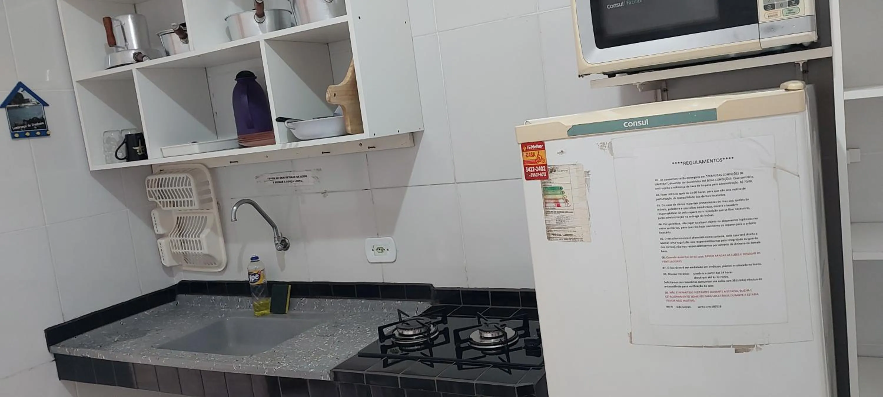 Kitchen or kitchenette in Pousada/Flat Praia Do Sonho
